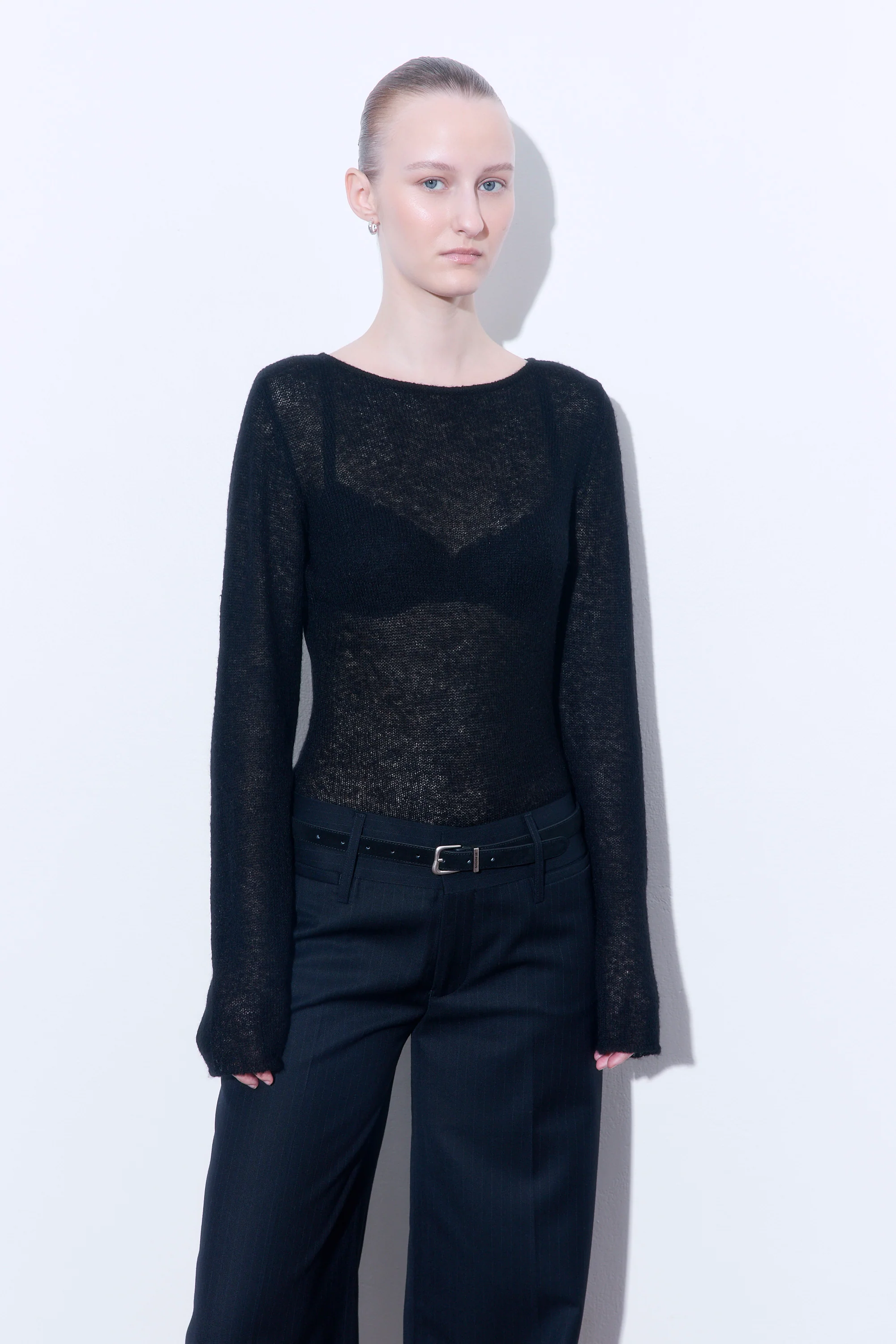 Sheer Boat Neck Long Sleeve