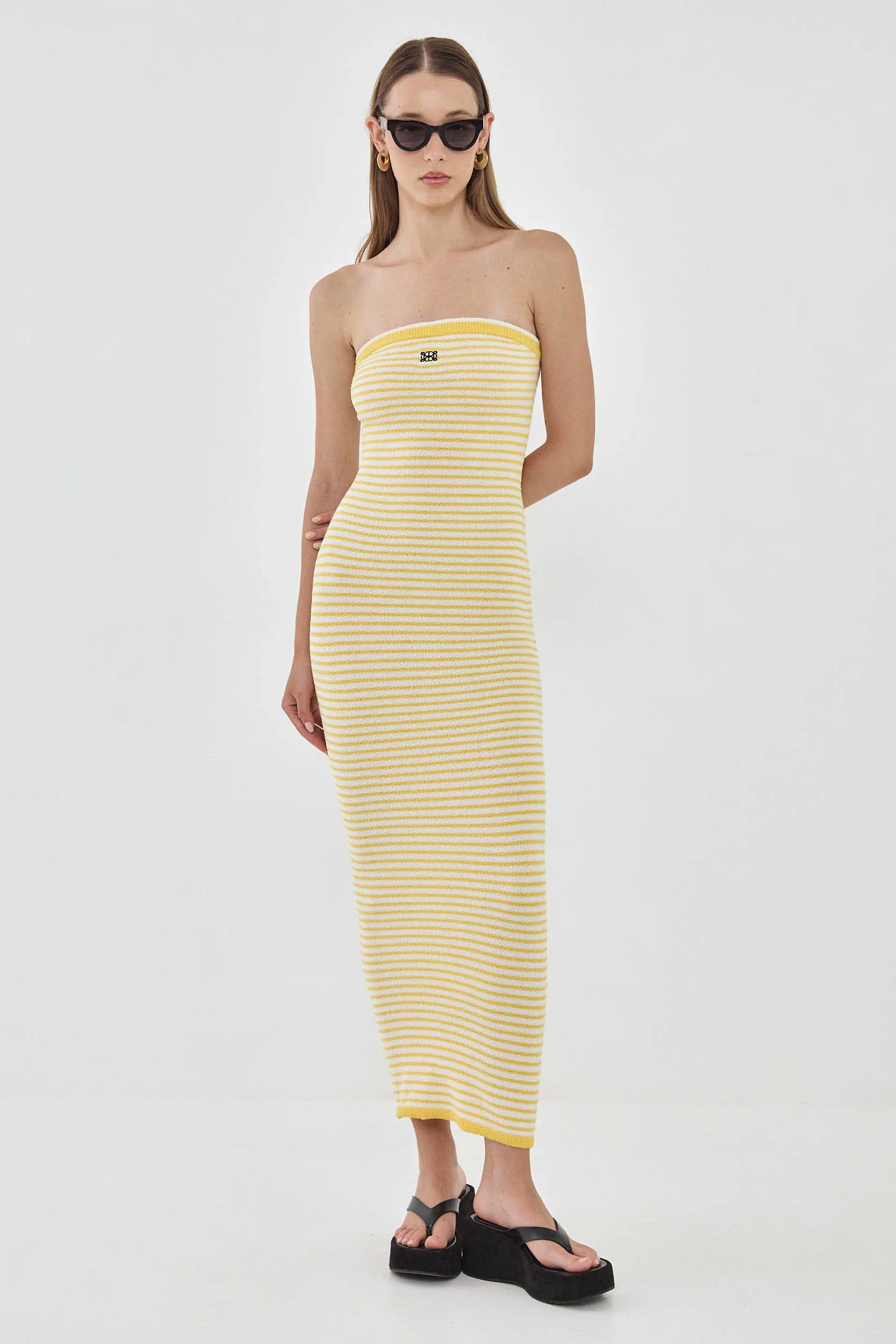 Boucle Strapless Maxi Dress