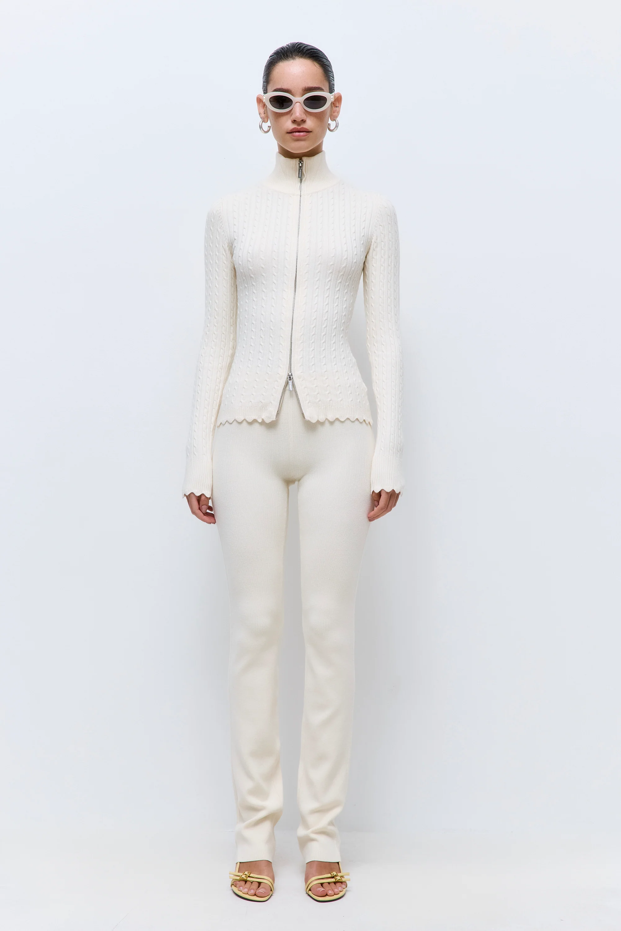 Fitted Cable Knit Cardigan - Image 2