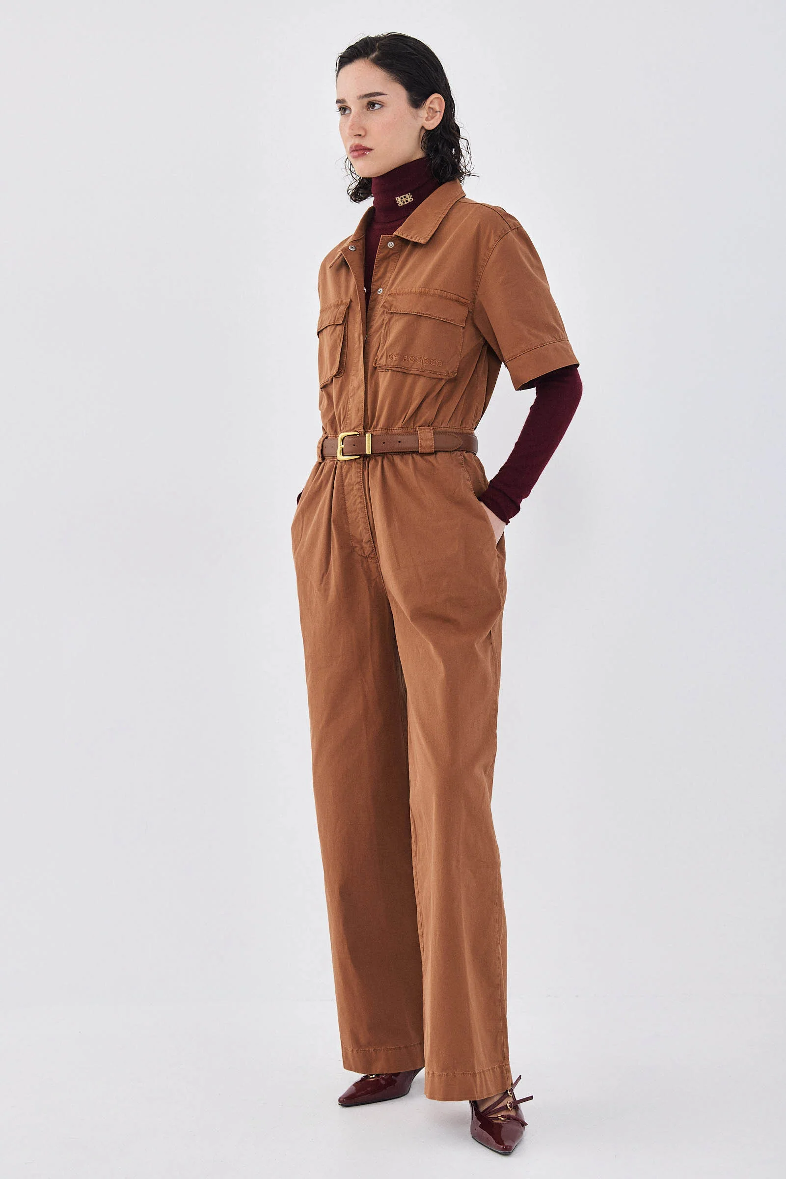 Short Sleeved Cargo Jumpsuit - Image 6