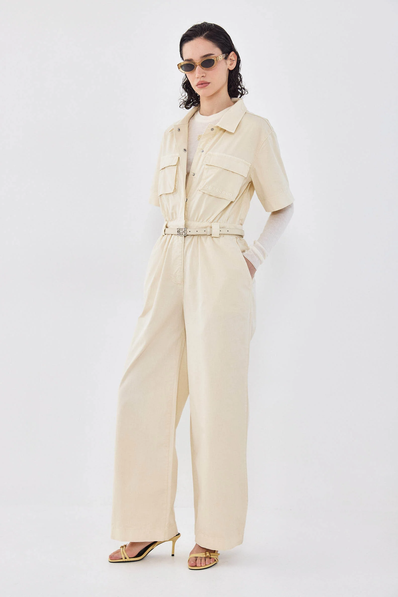 Short Sleeved Cargo Jumpsuit - Image 4