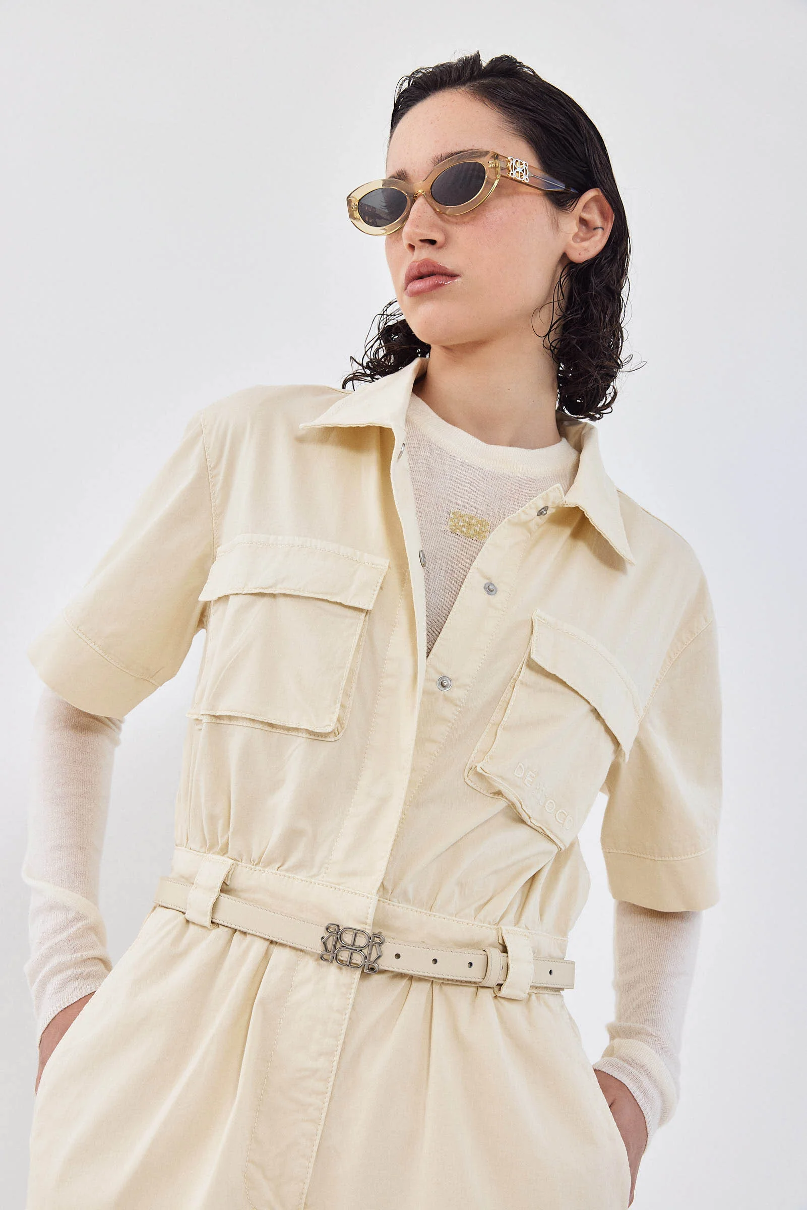 Short Sleeved Cargo Jumpsuit - Image 9