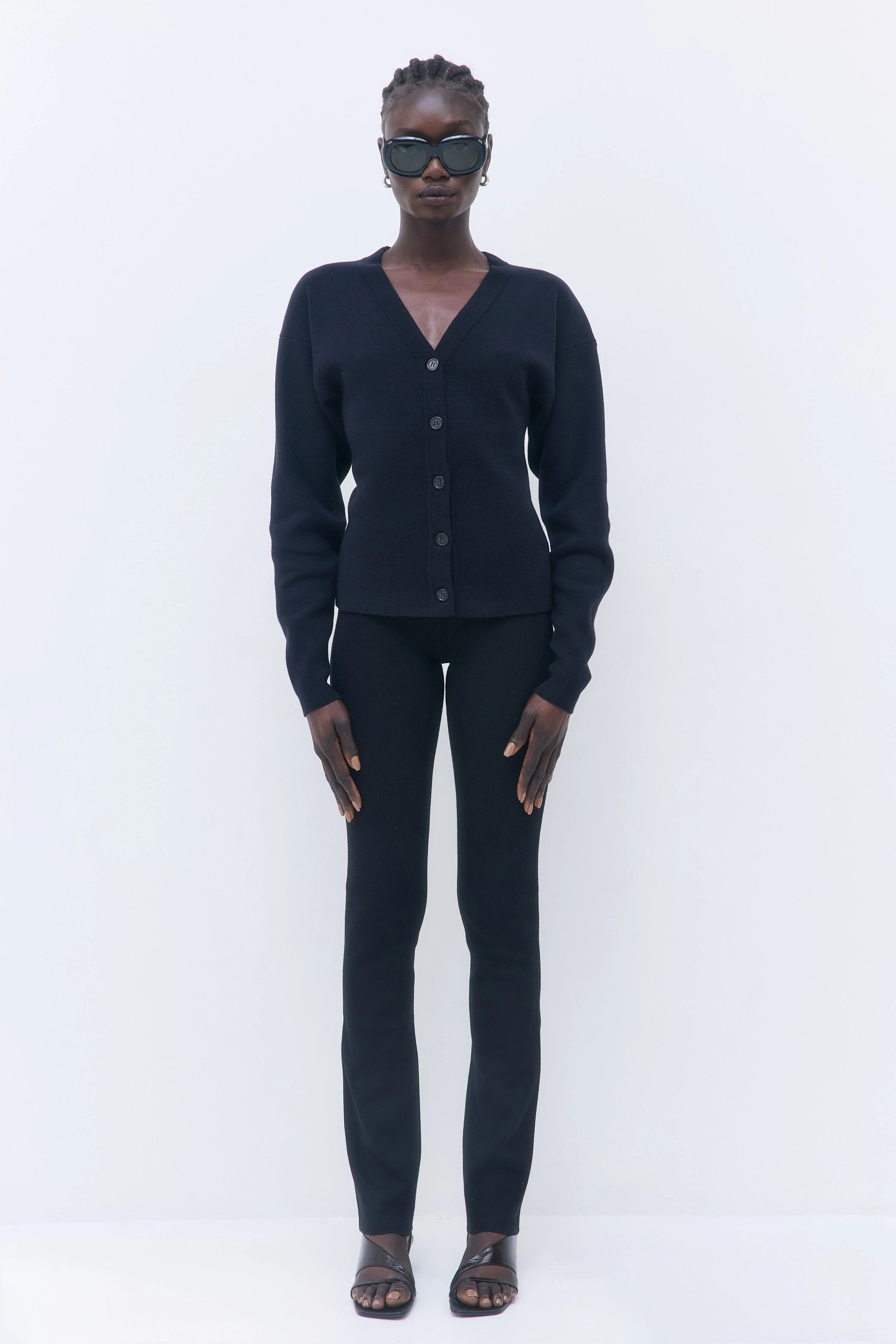 Cinched V Neck Cardigan - Image 2
