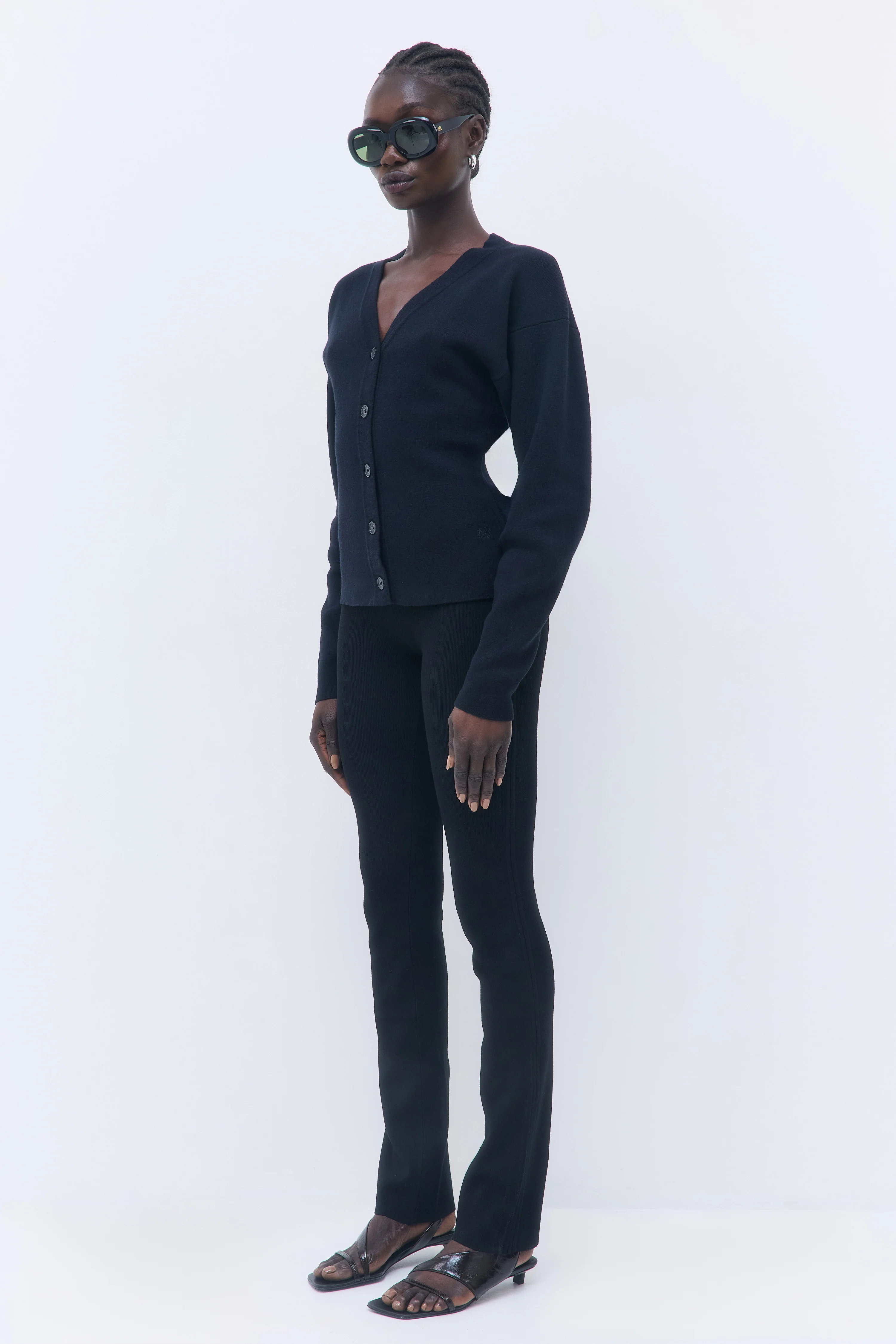 Cinched V Neck Cardigan - Image 3