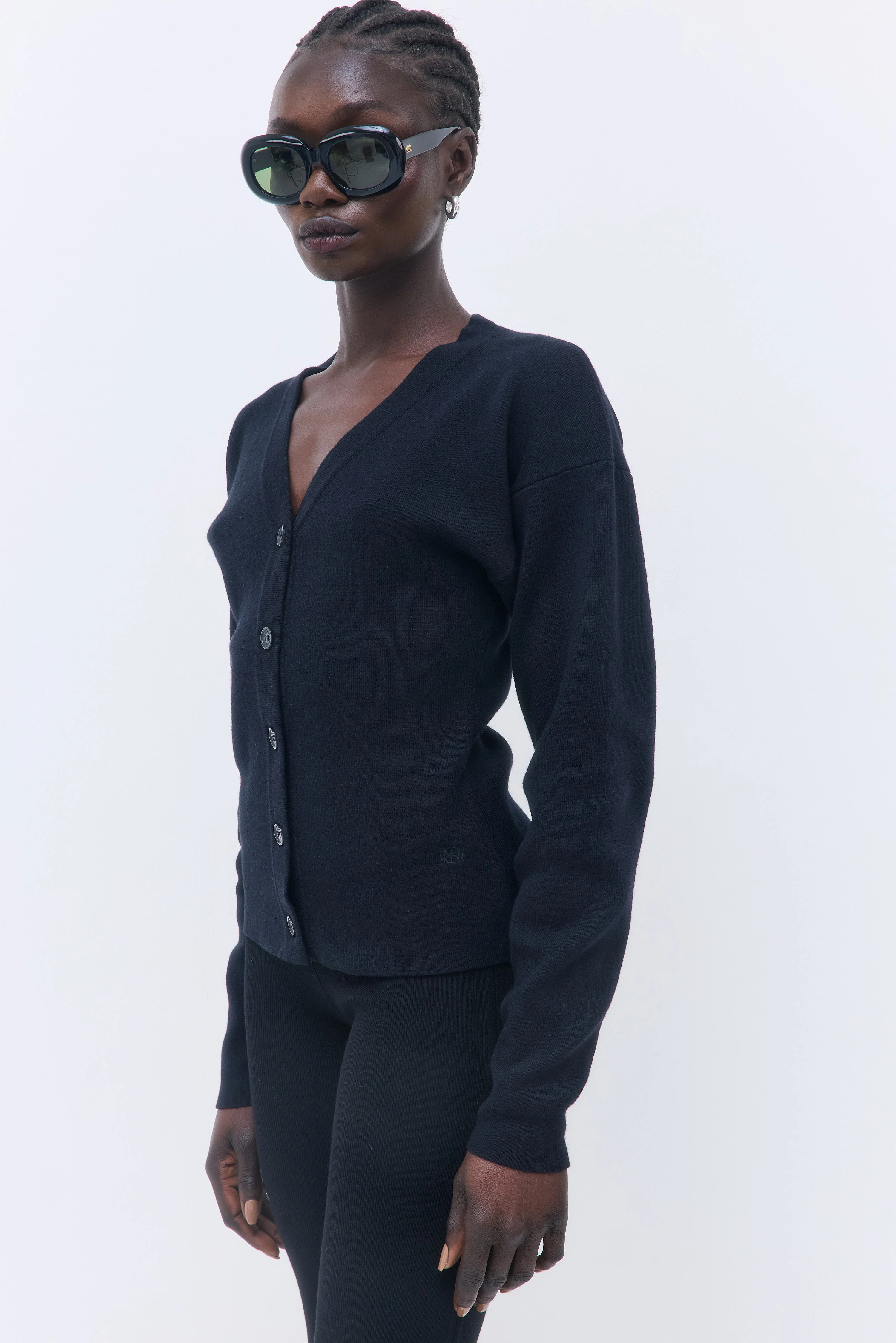 Cinched V Neck Cardigan - Image 4