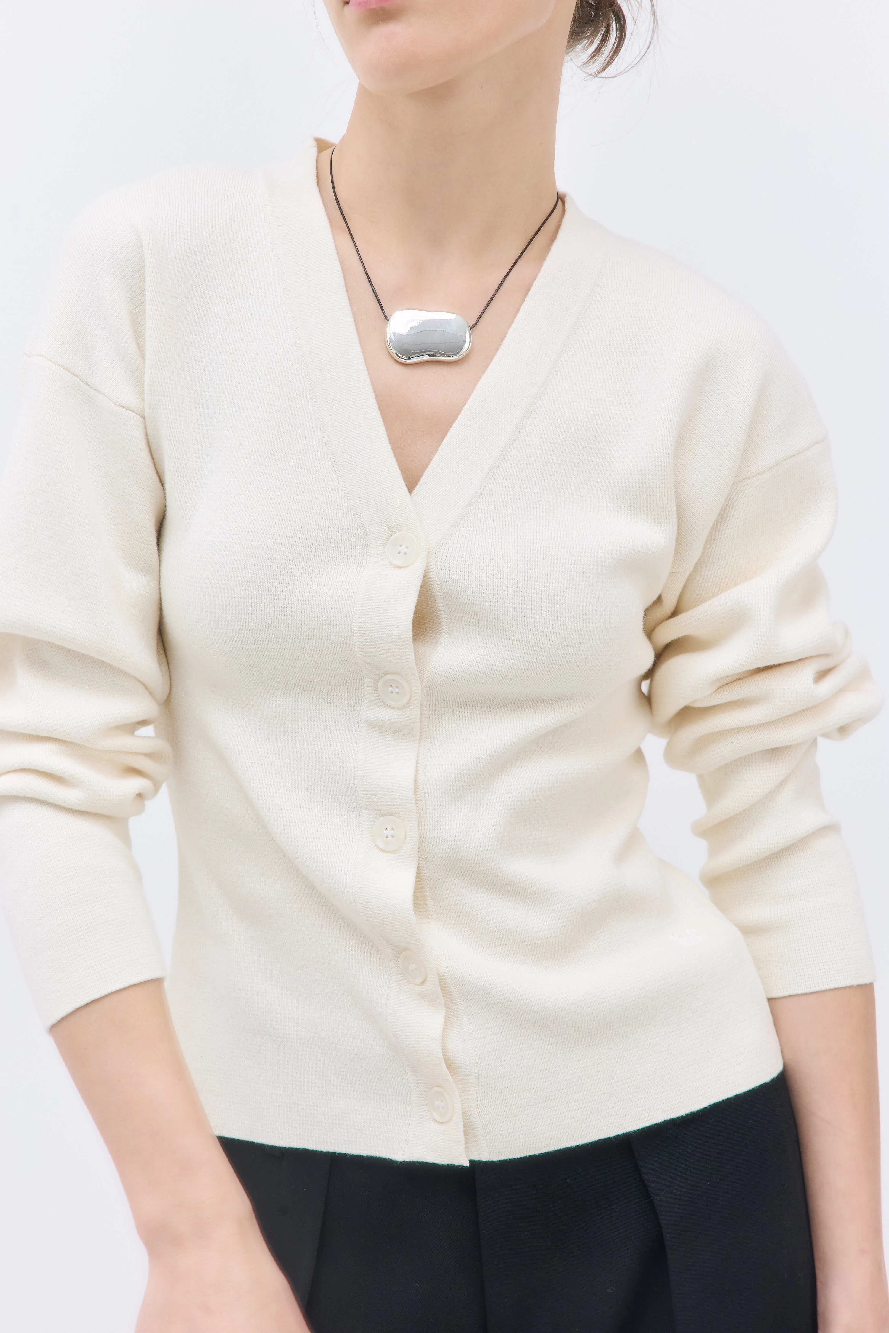 Cinched V Neck Cardigan - Image 6