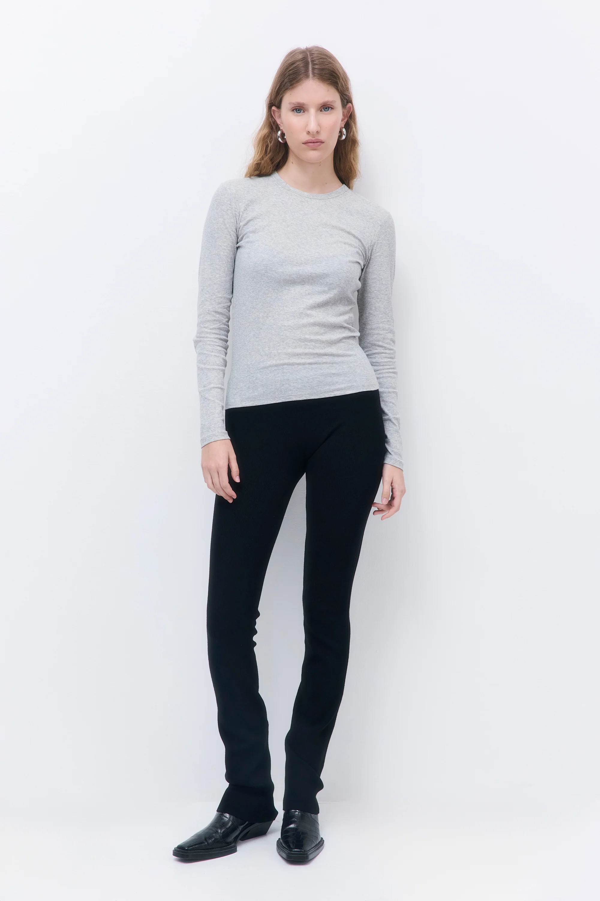 Classic Ribbed Fitted Long Sleeved T Shirt - Image 2