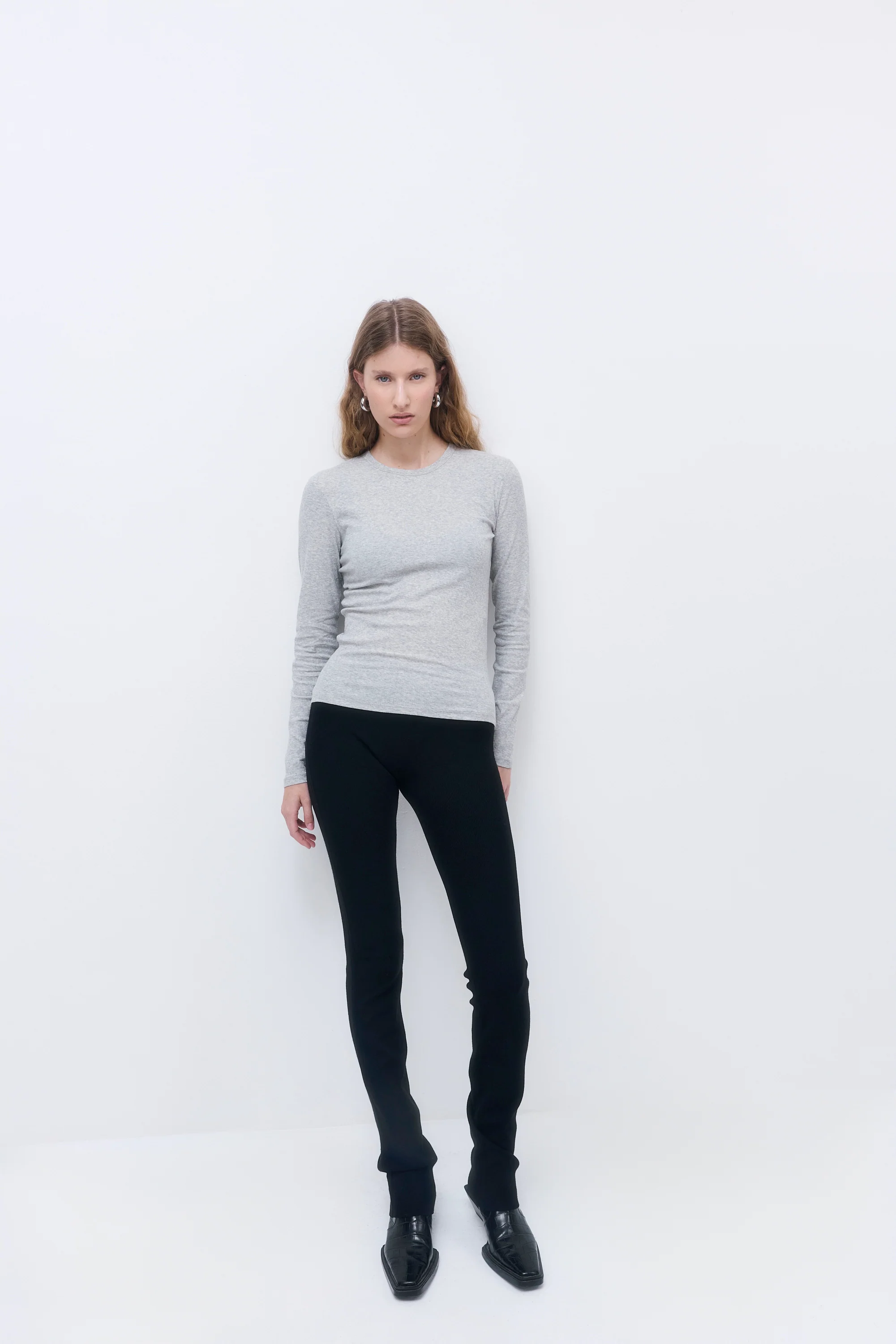 Classic Ribbed Fitted Long Sleeved T Shirt - Image 3