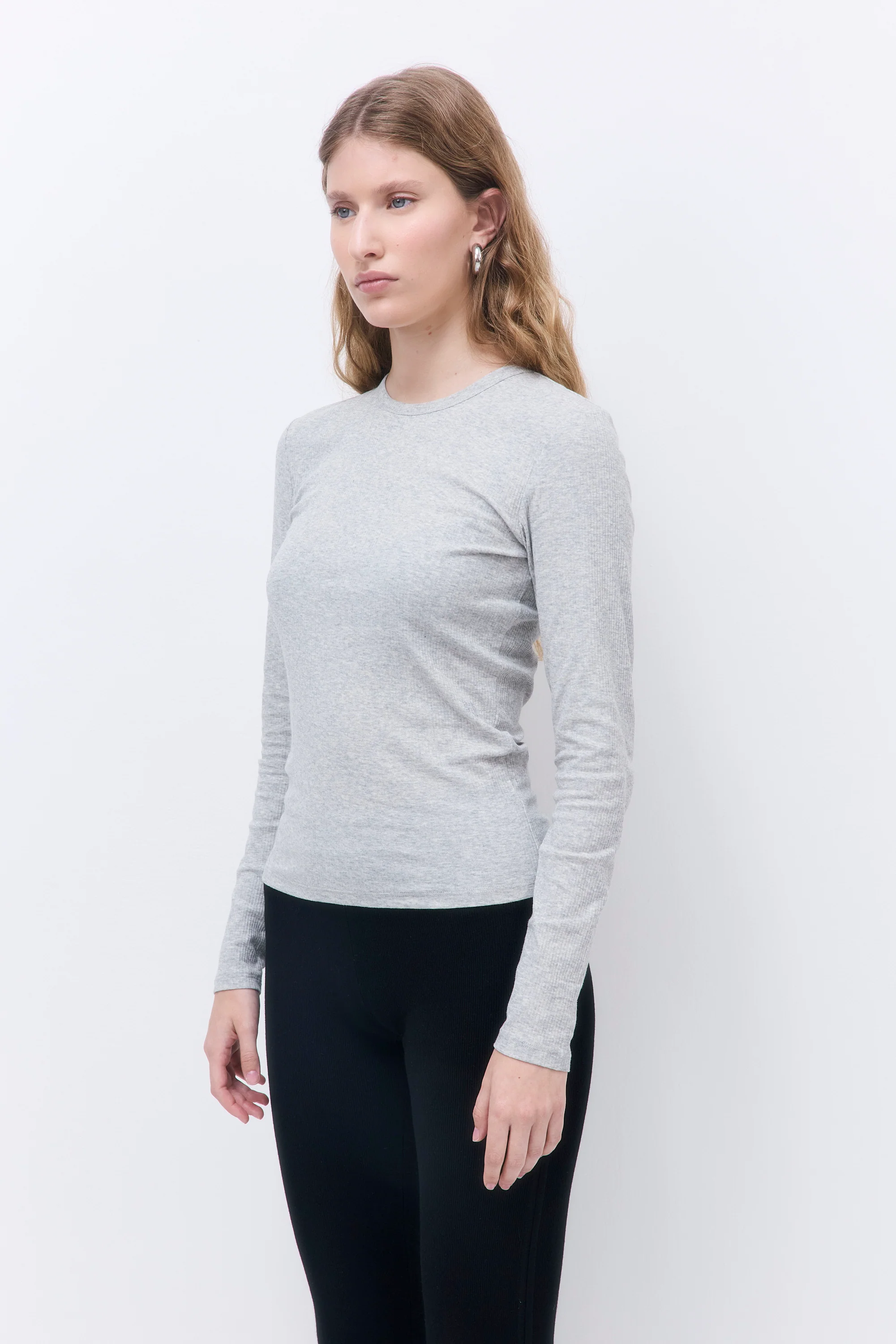 Classic Ribbed Fitted Long Sleeved T Shirt - Image 4