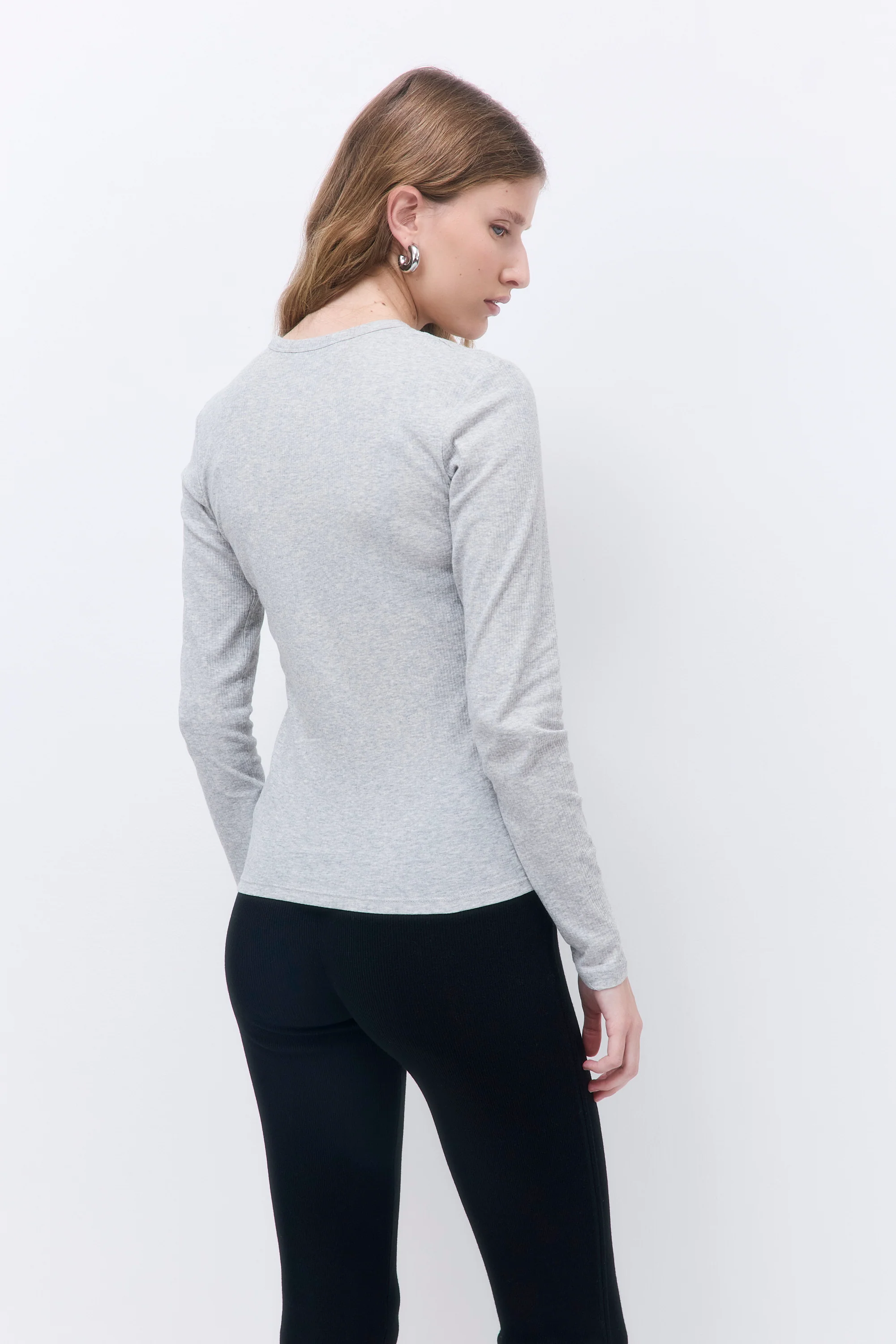 Classic Ribbed Fitted Long Sleeved T Shirt - Image 5