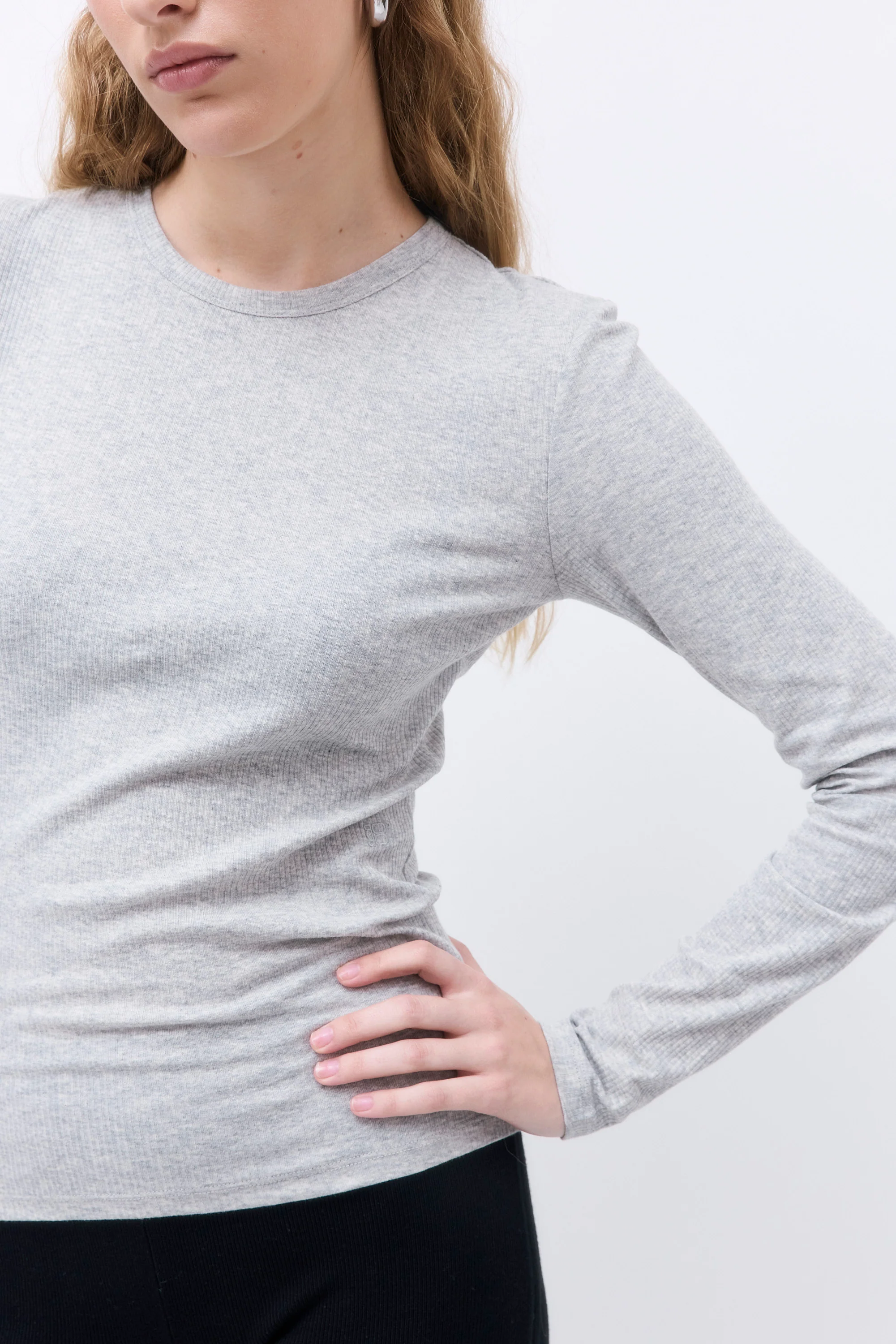 Classic Ribbed Fitted Long Sleeved T Shirt - Image 6