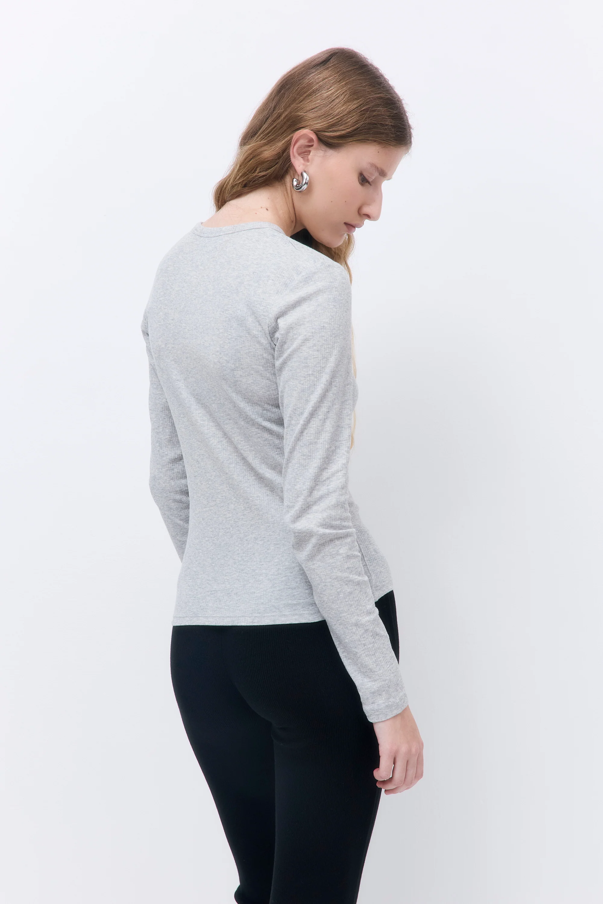 Classic Ribbed Fitted Long Sleeved T Shirt - Image 7