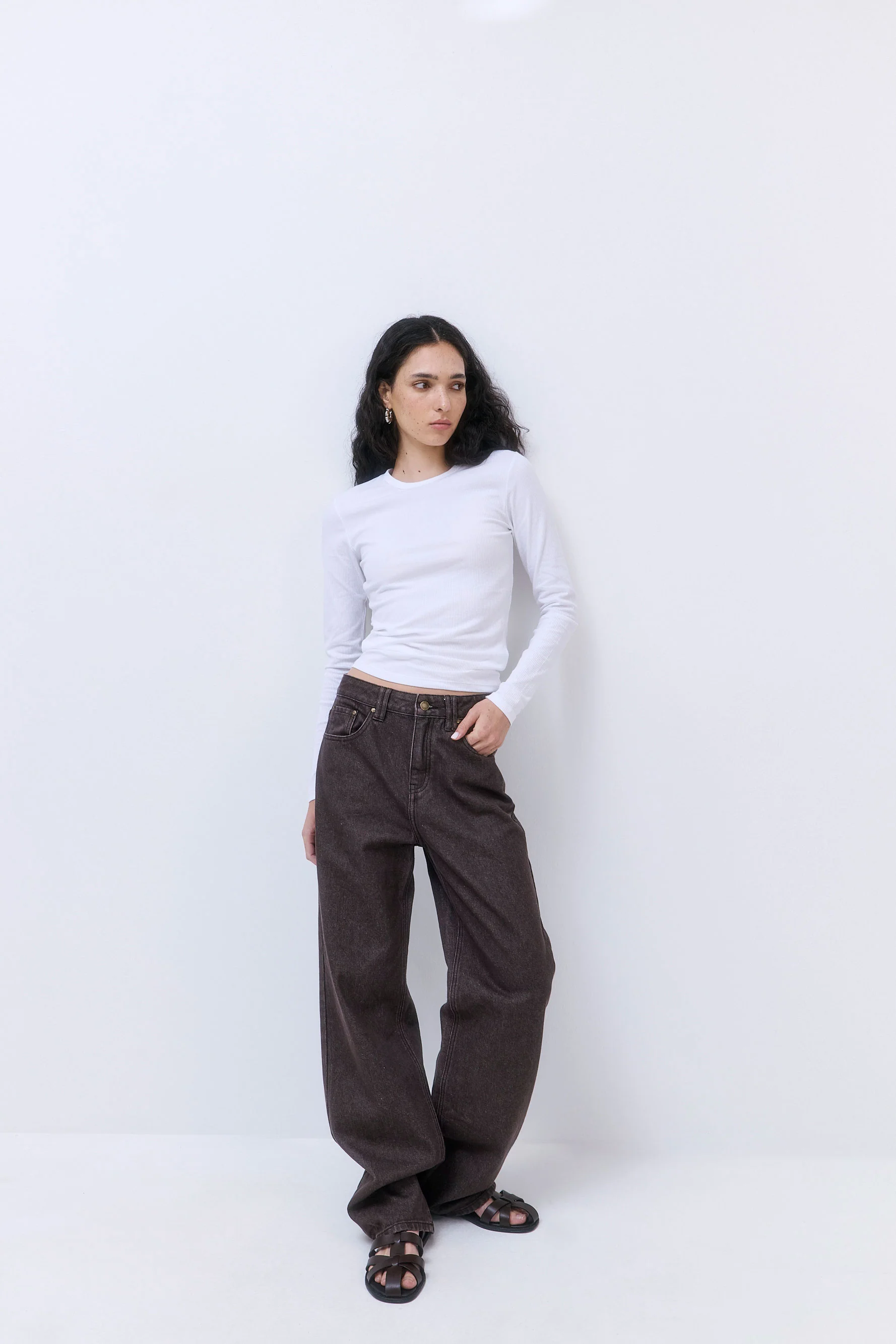 Classic Ribbed Fitted Long Sleeved T Shirt - Image 3