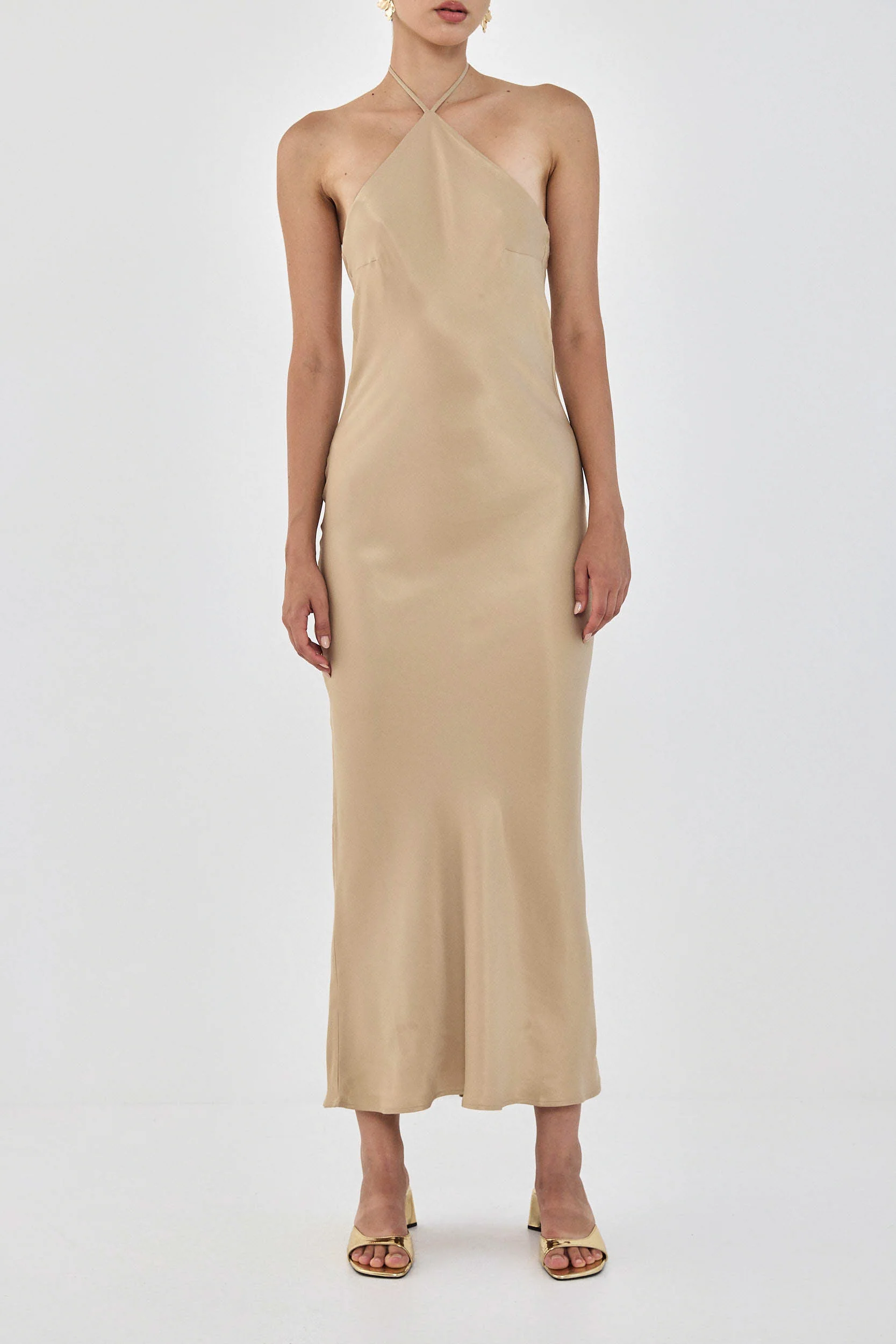 Collar Maxi Satin Dress - Image 2