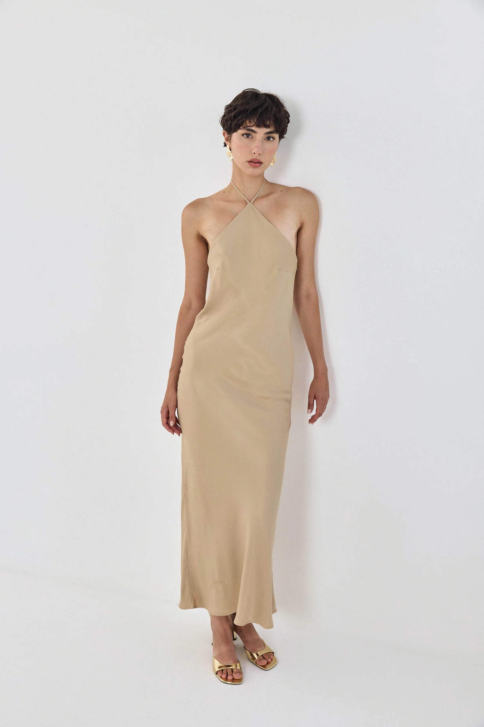 Collar Maxi Satin Dress - Image 3