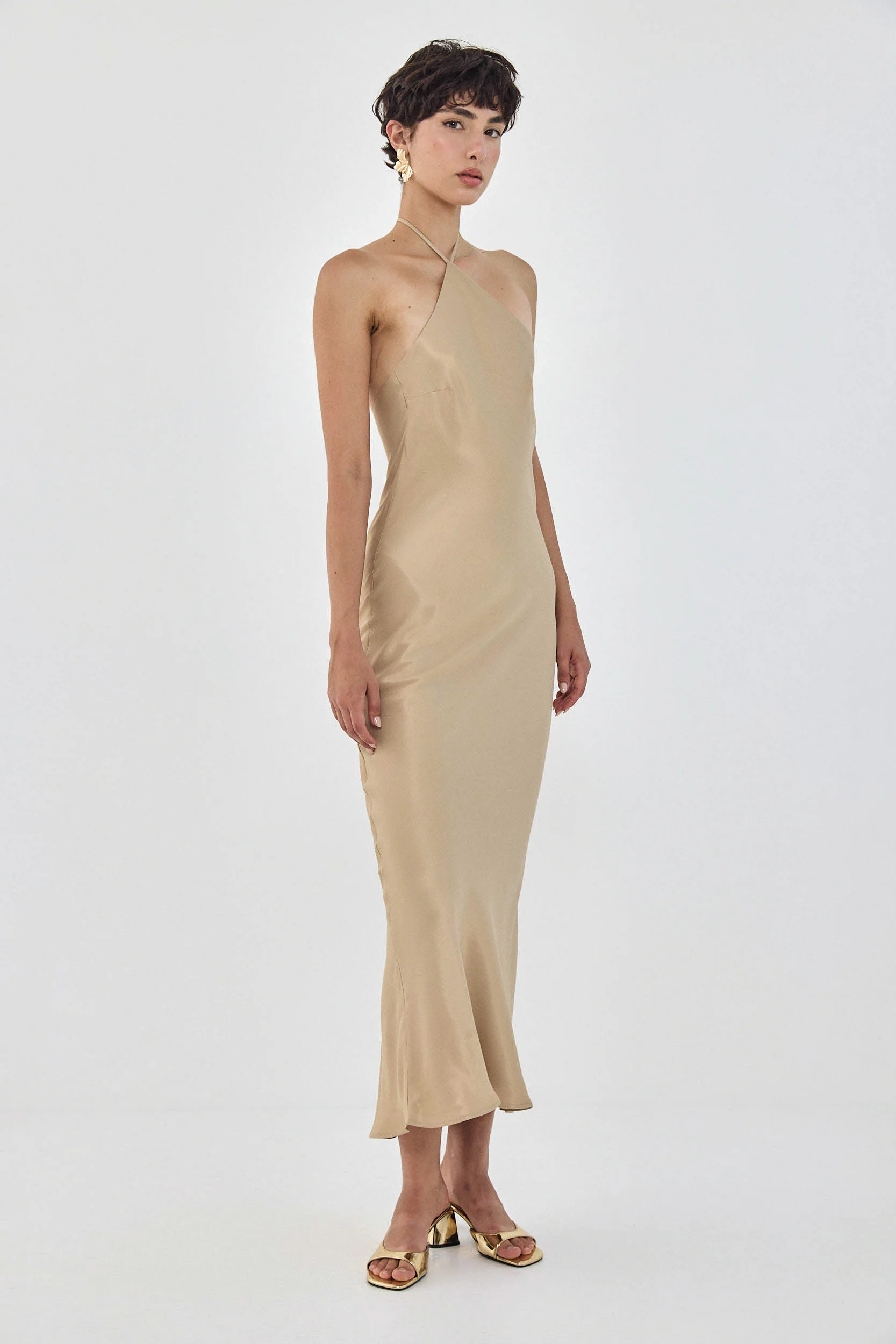 Collar Maxi Satin Dress - Image 4