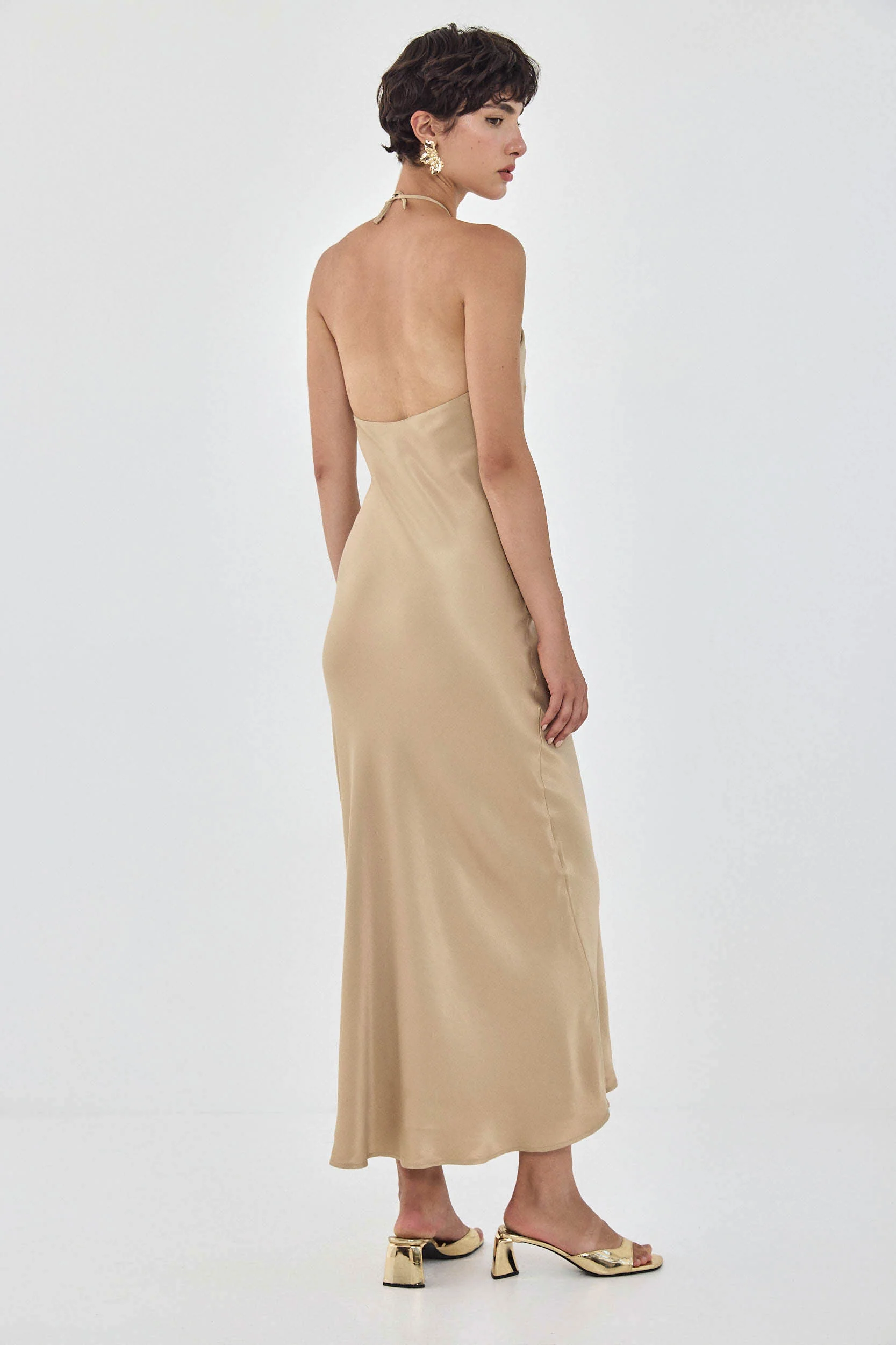 Collar Maxi Satin Dress - Image 5