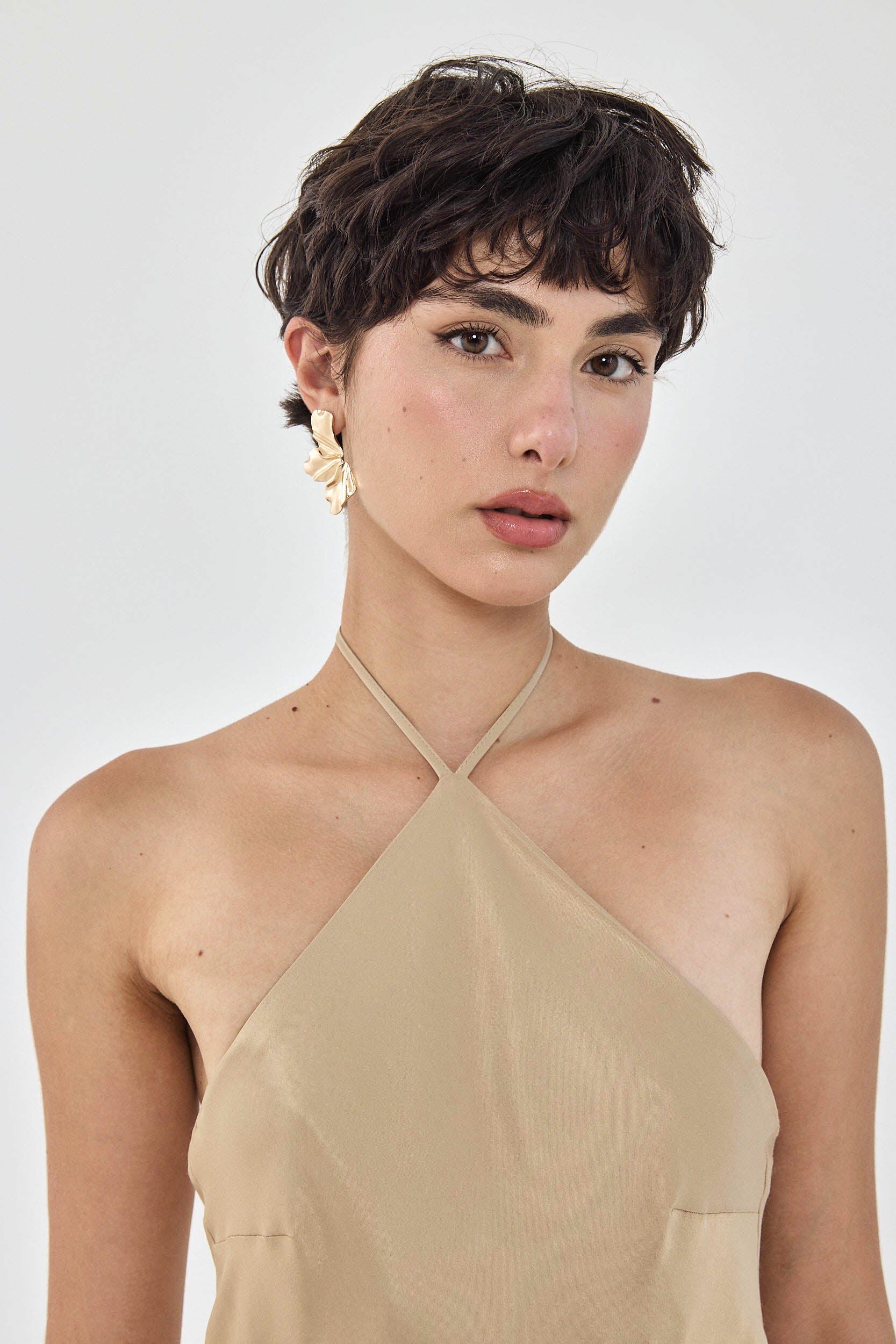 Collar Maxi Satin Dress - Image 6