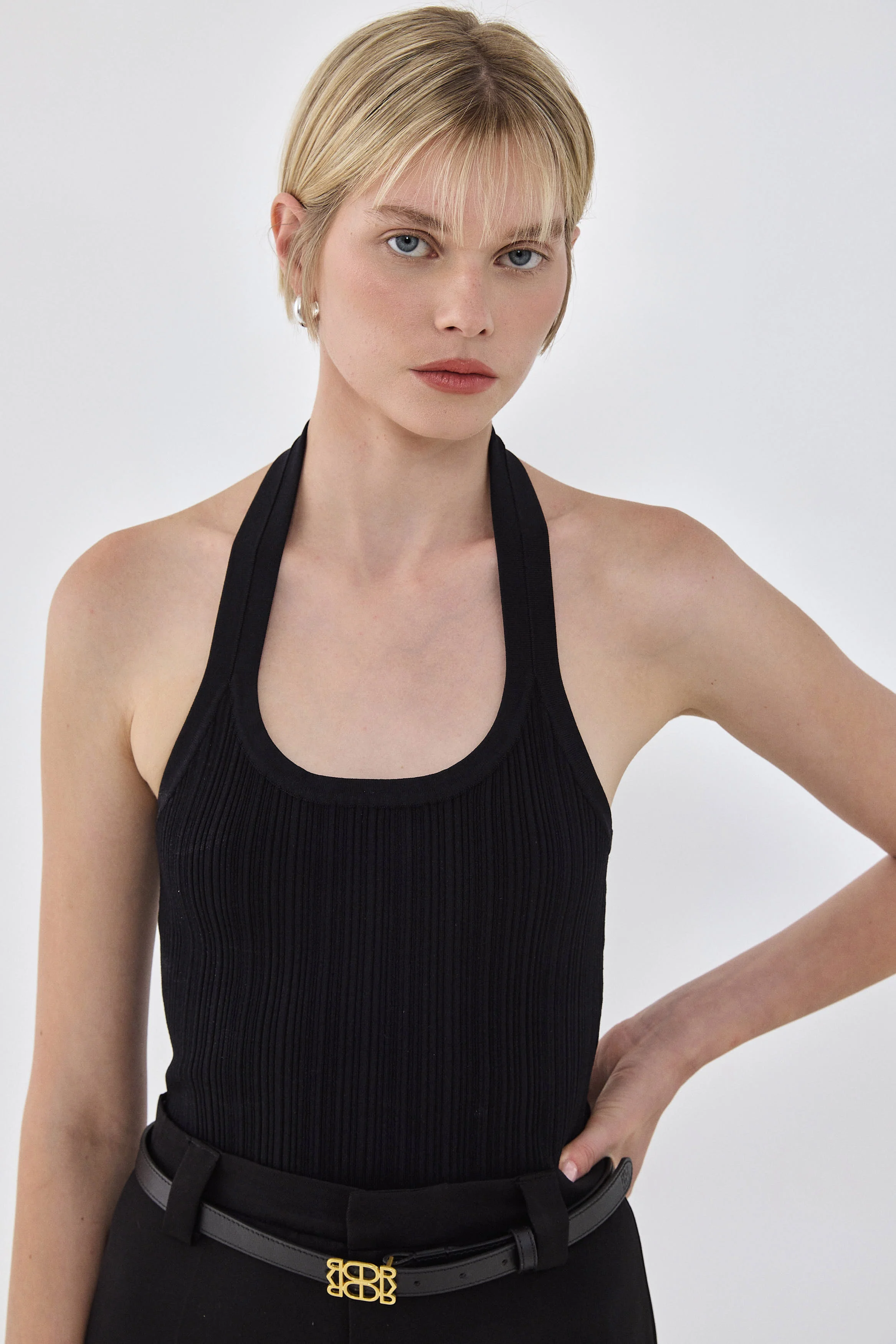 Collared Ribbed Tank Top - Image 6