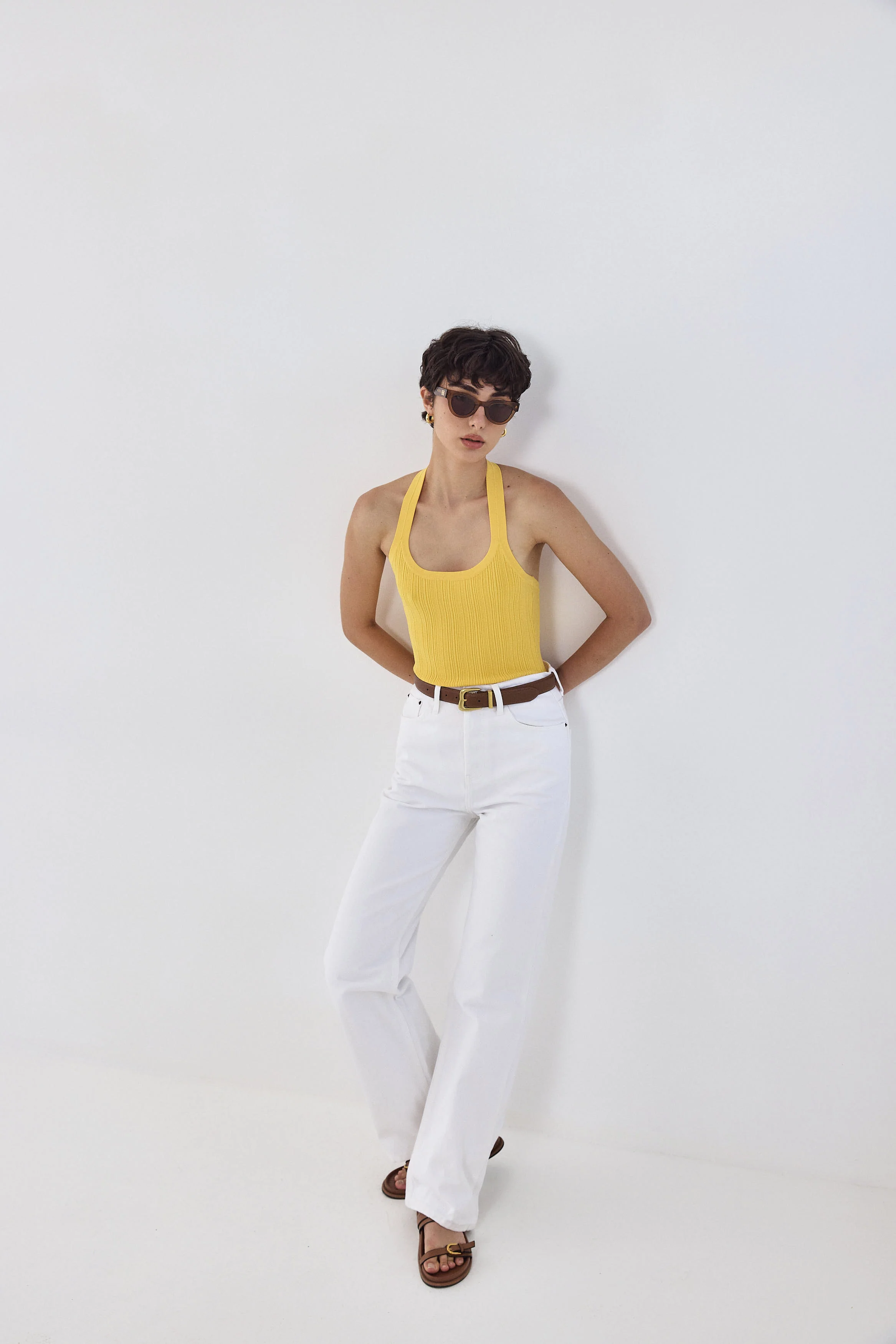 Collared Ribbed Tank Top - Image 3