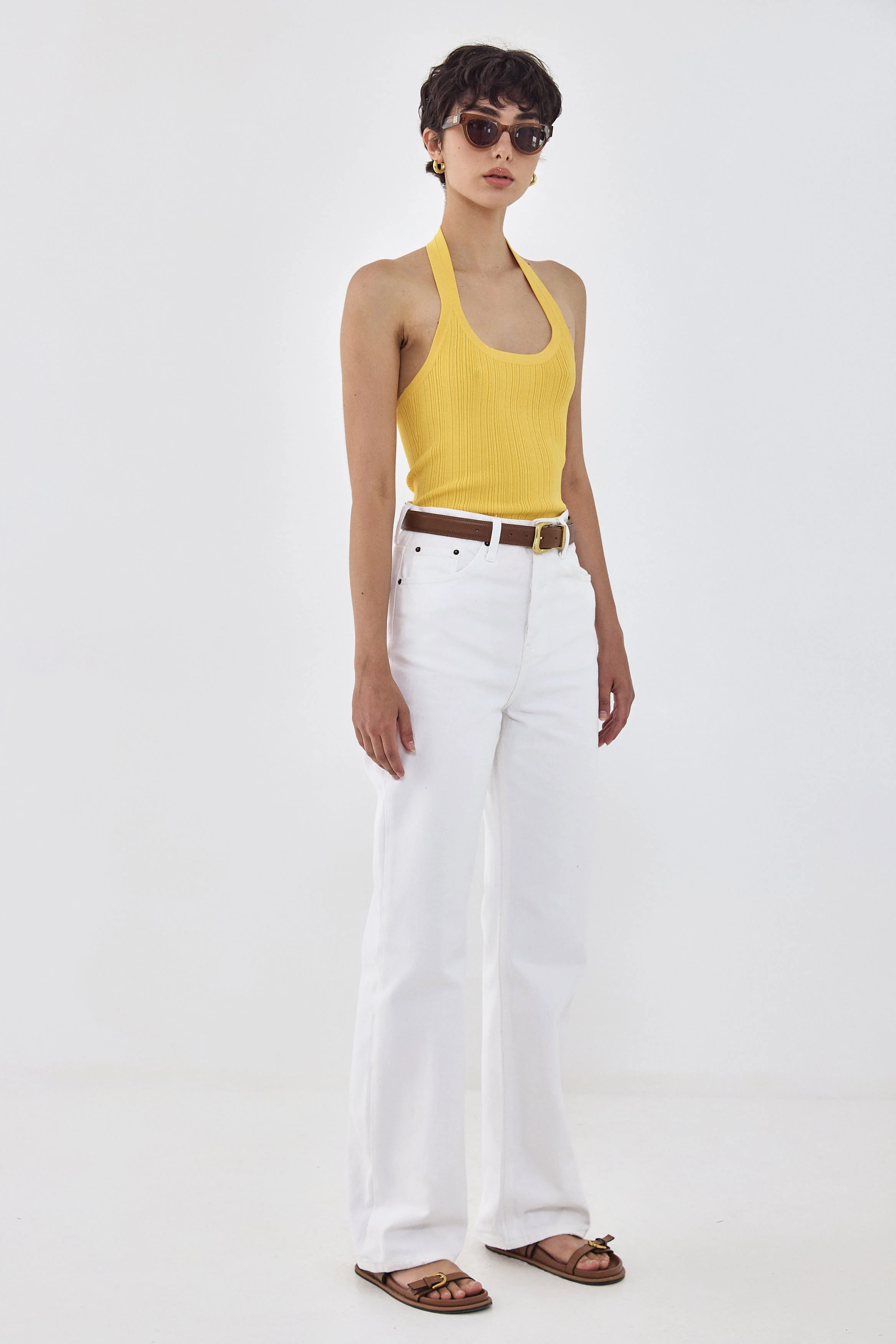 Collared Ribbed Tank Top - Image 4