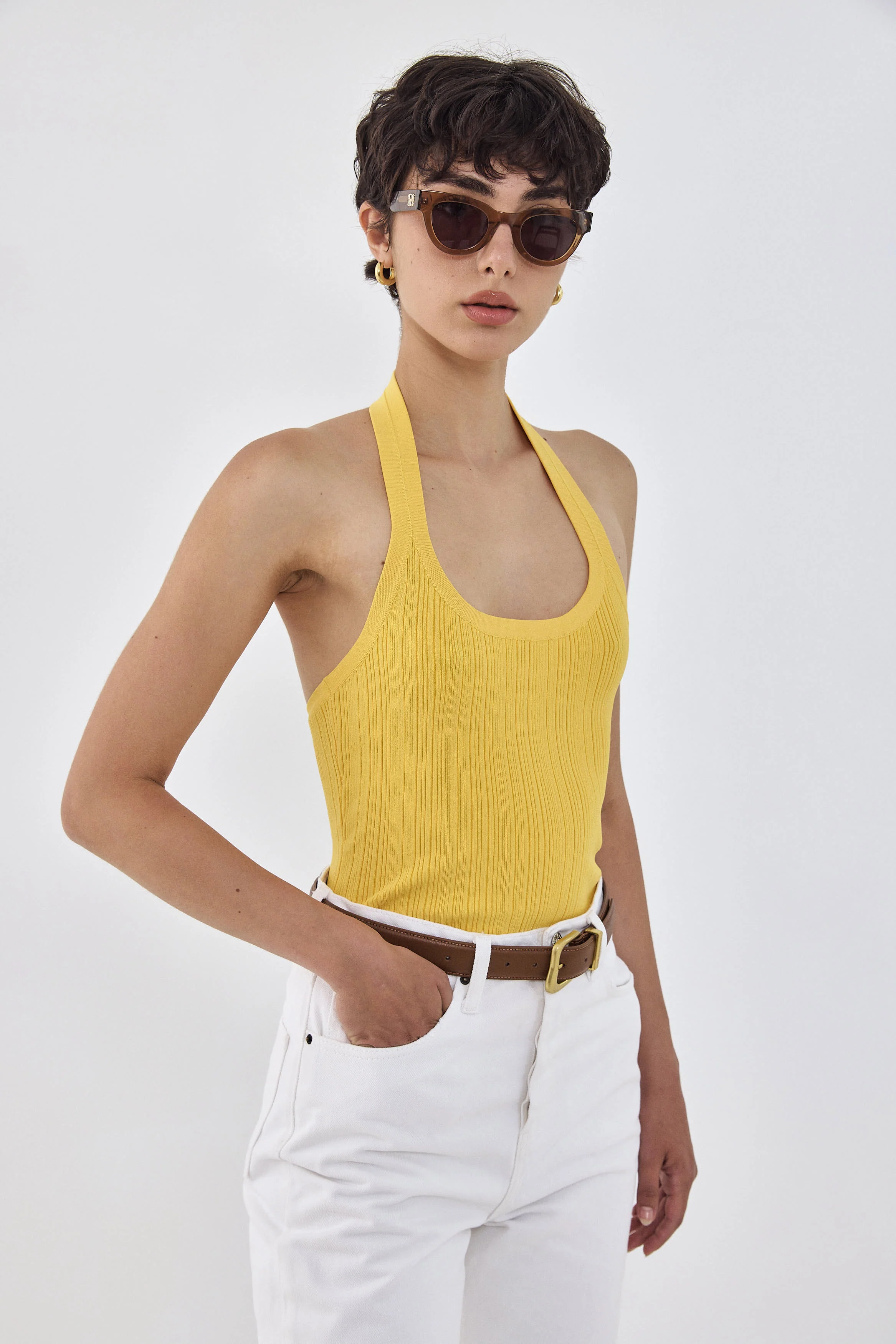 Collared Ribbed Tank Top - Image 6