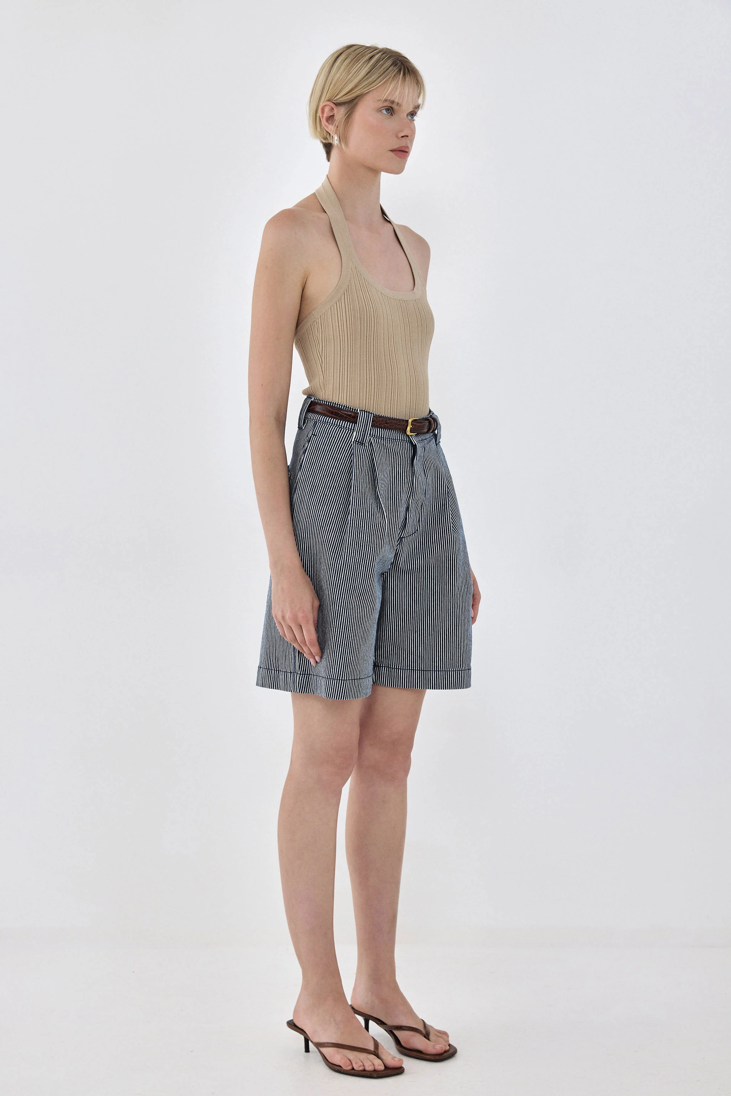 Collared Ribbed Tank Top - Image 3