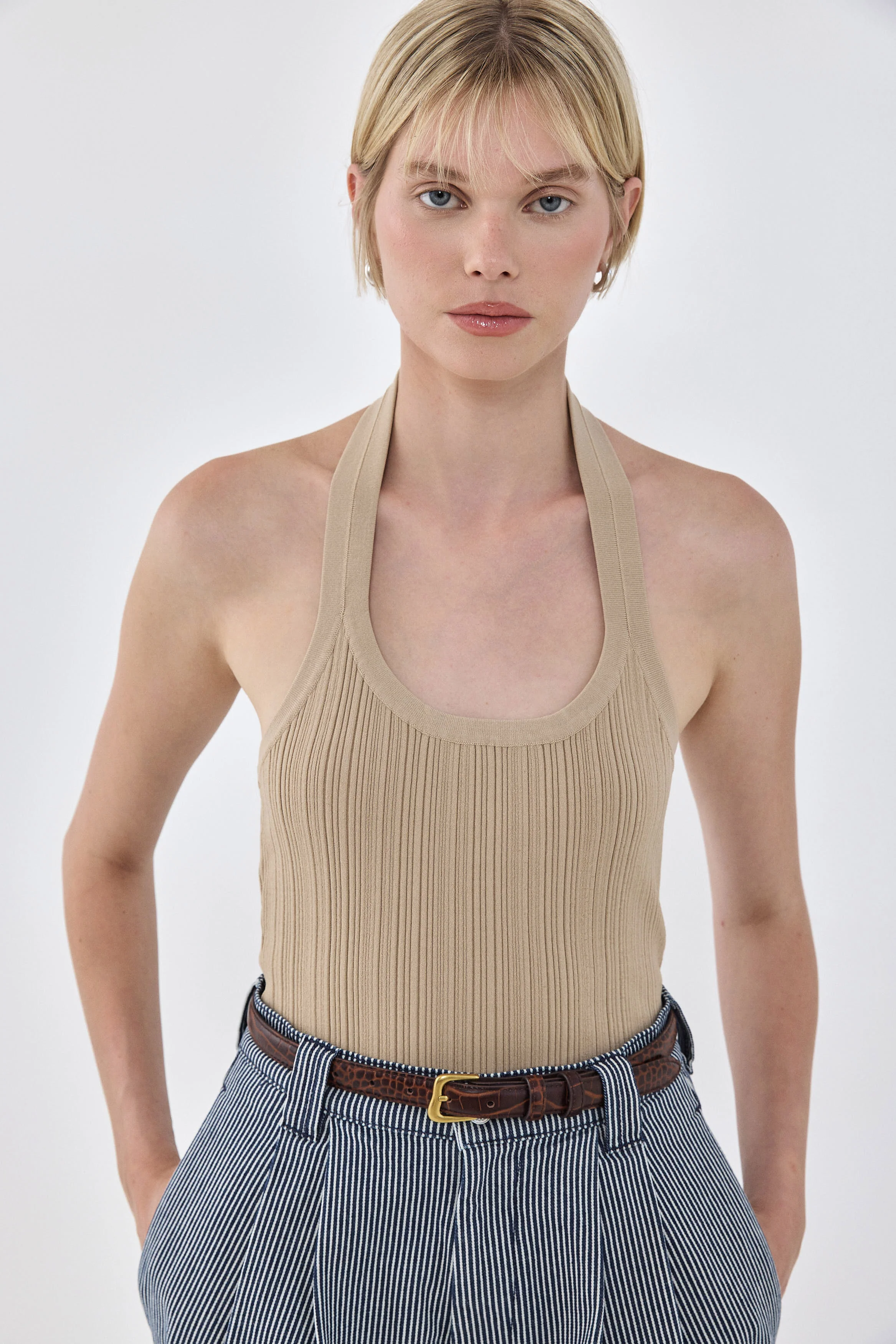 Collared Ribbed Tank Top - Image 6