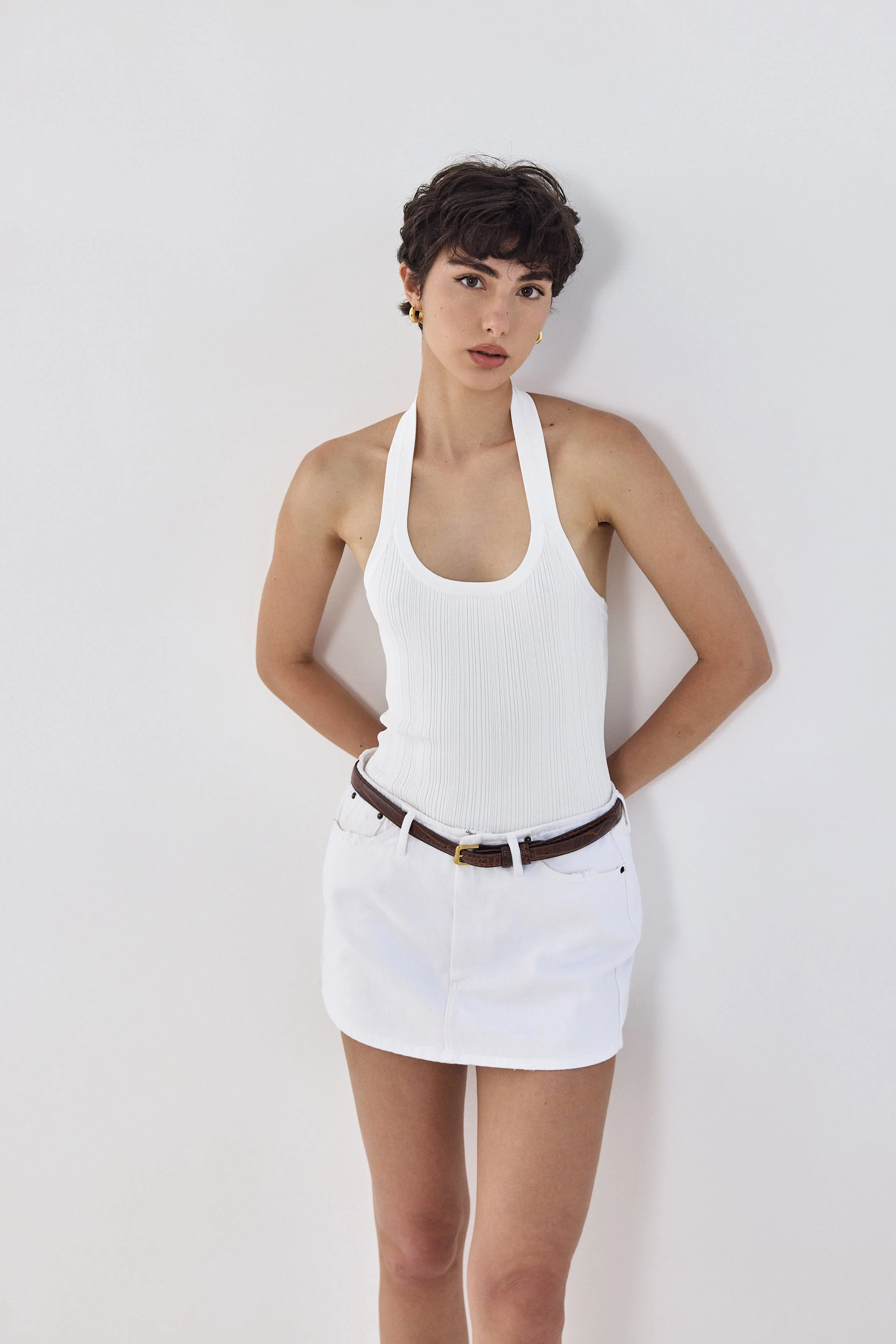 Collared Ribbed Tank Top - Image 6
