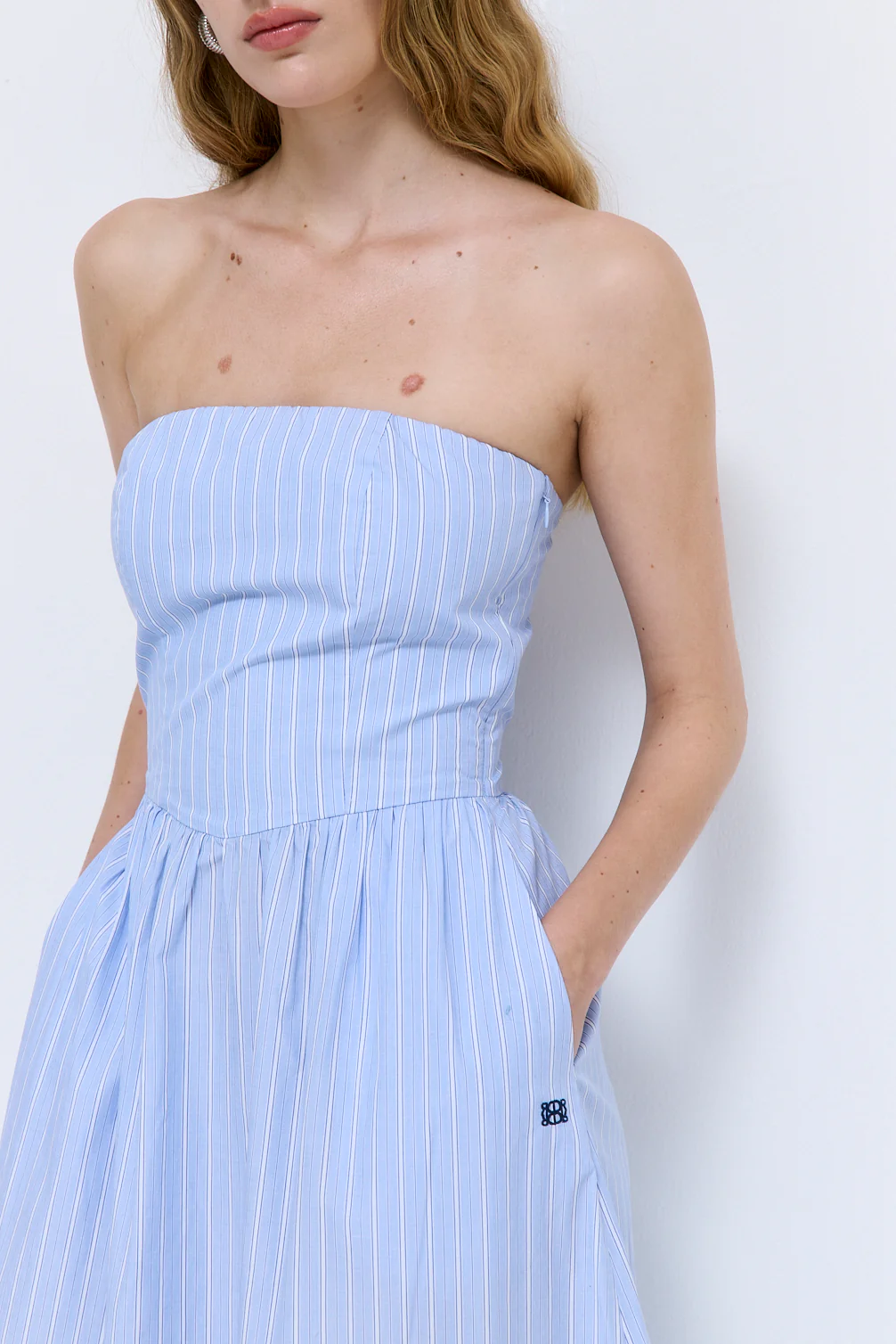 Strapless Corset Poplin Maxi Dress - Image 6