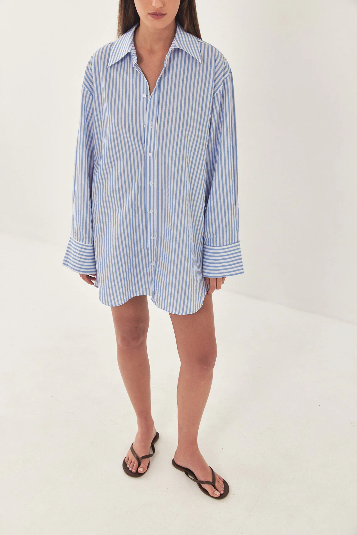 Cotton Button Down Mini Dress - Image 3