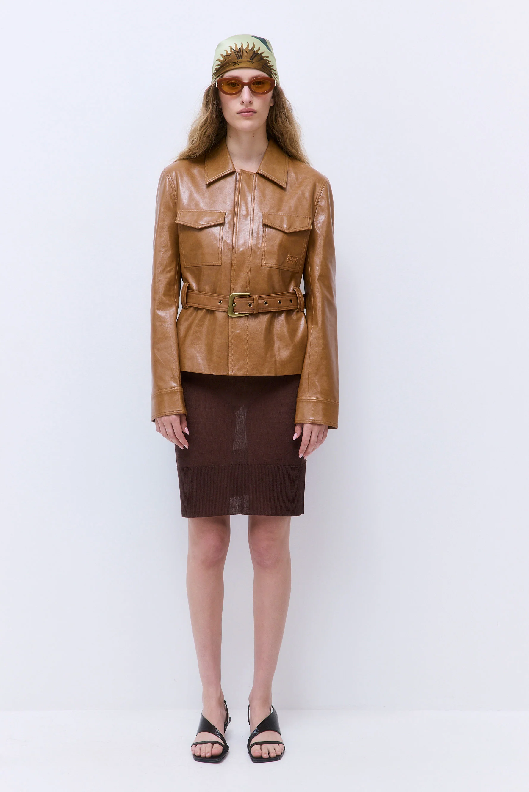 Belted Vegan Leather Jacket - Image 2