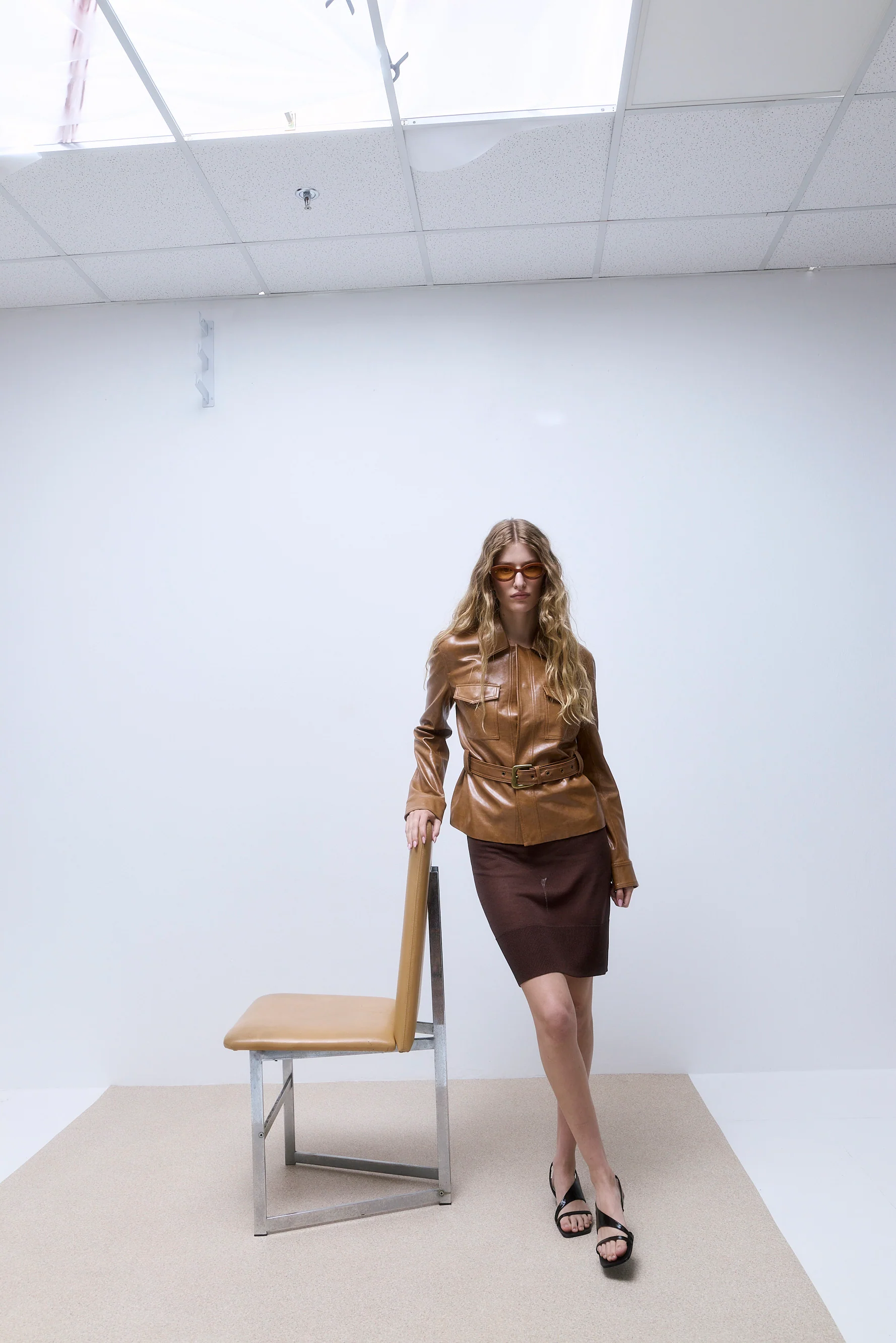 Belted Vegan Leather Jacket - Image 3