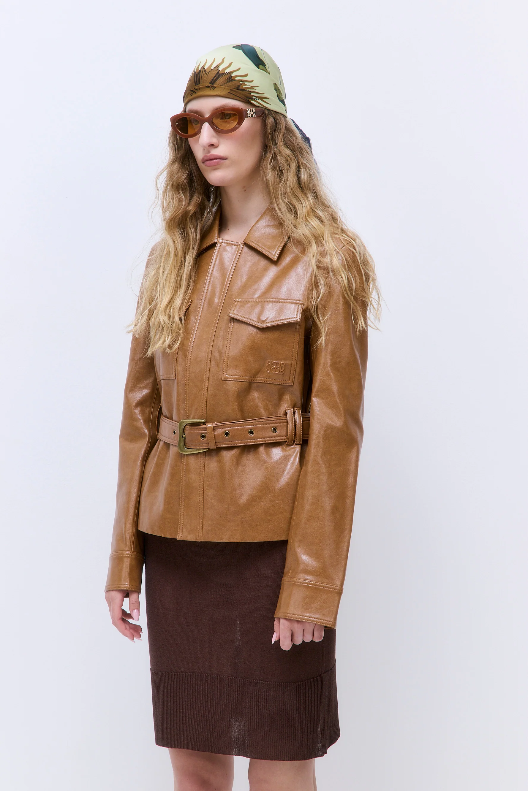 Belted Vegan Leather Jacket - Image 4