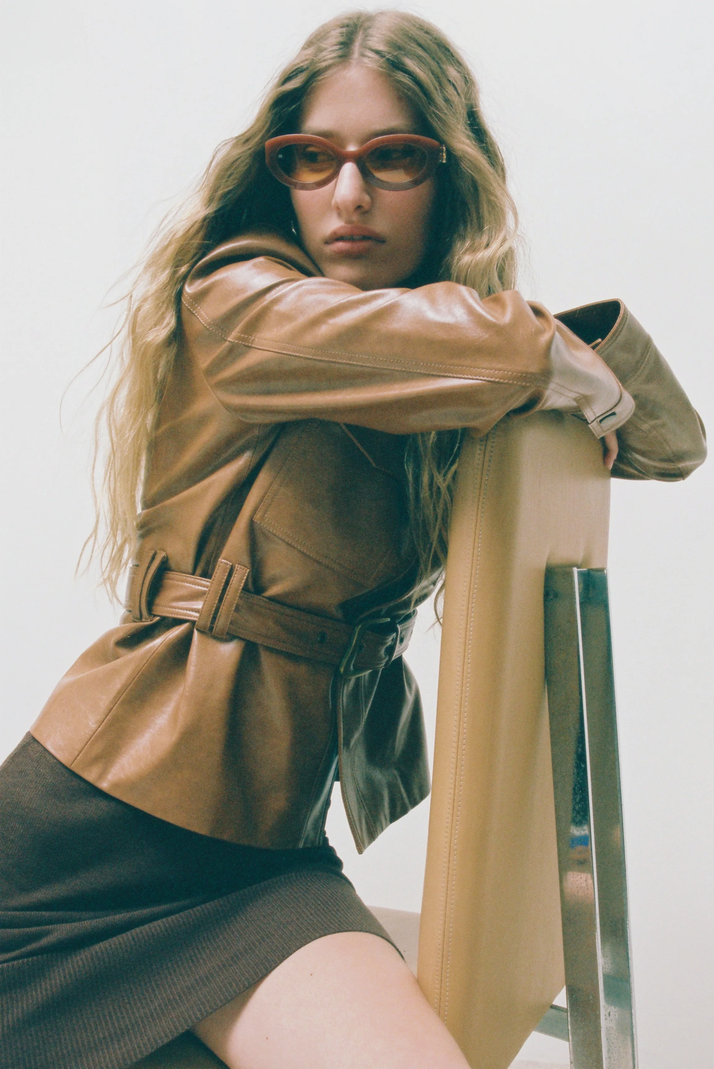 Belted Vegan Leather Jacket - Image 7