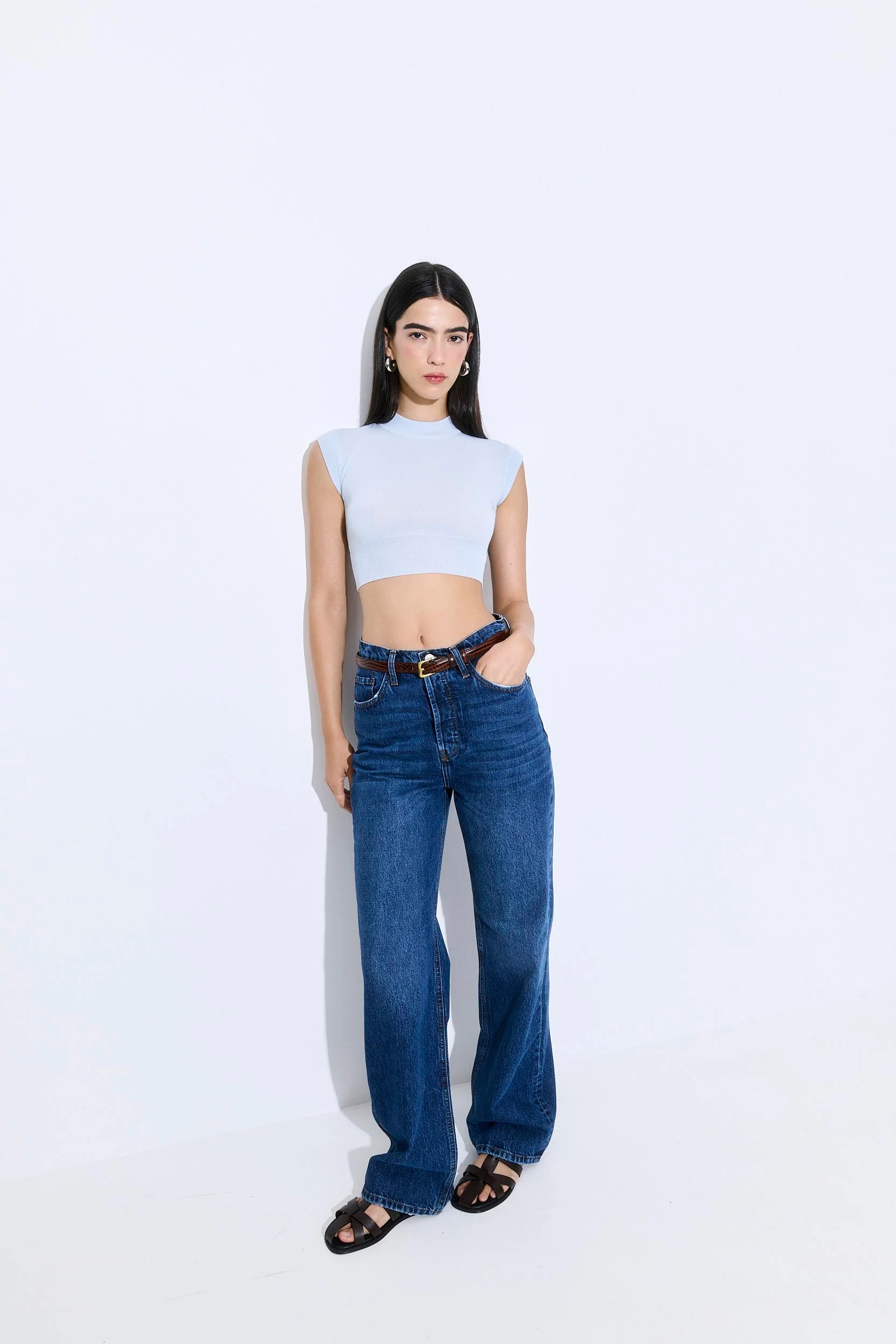 Cropped Sheer Sleeveless Knit - Image 3