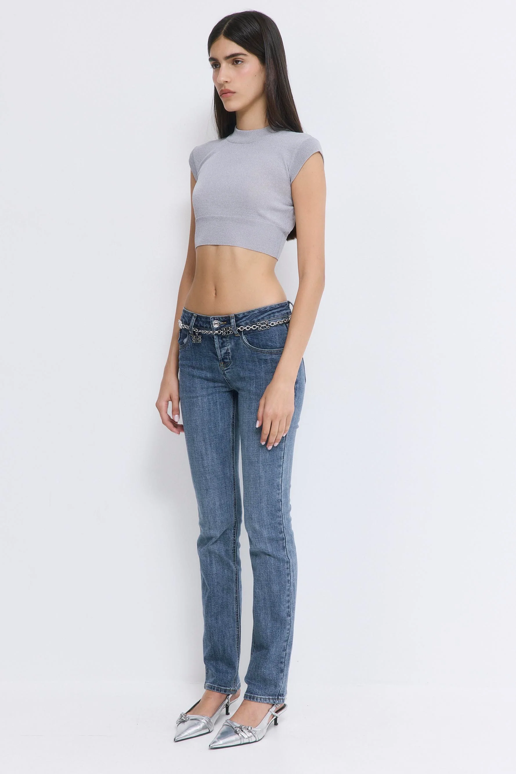 Cropped Sheer Sleeveless Knit - Image 4