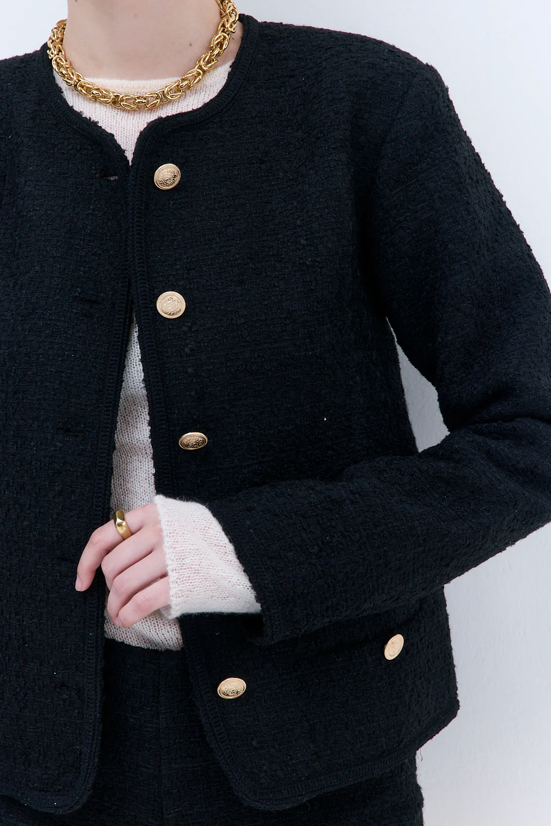 Cropped Tweed Jacket - Image 7