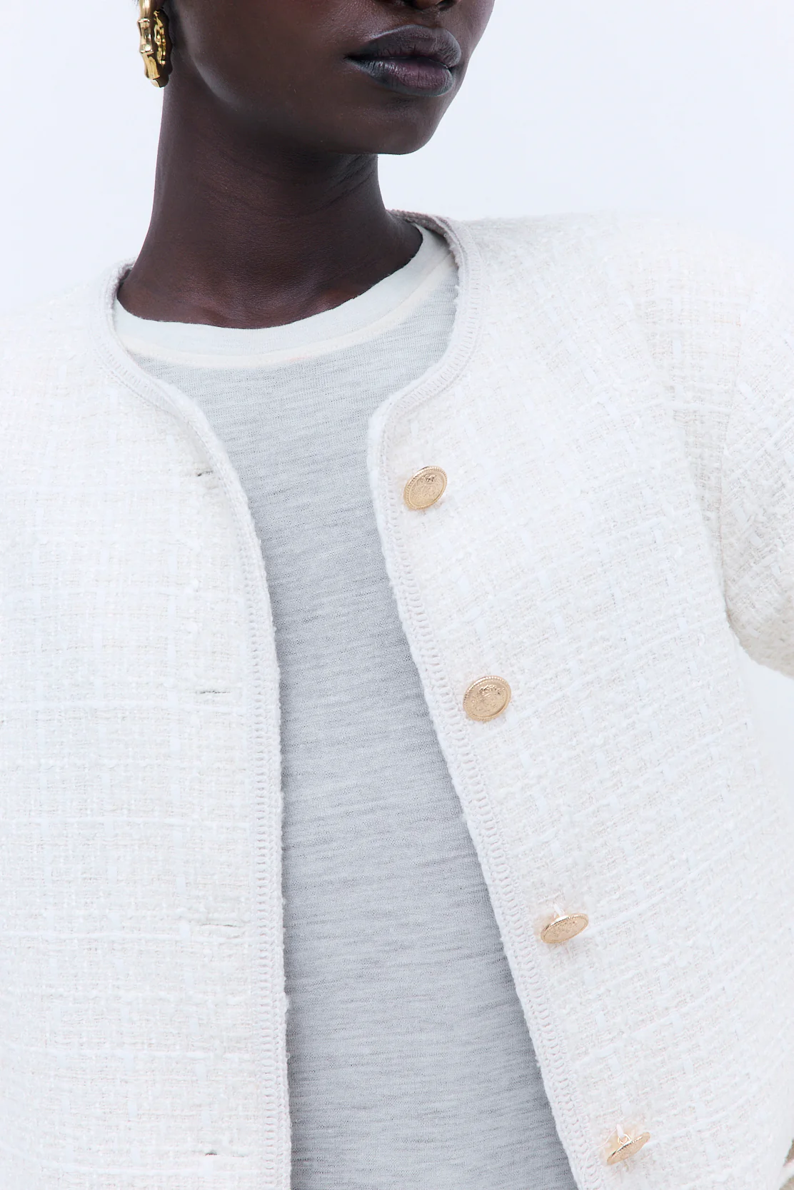 Cropped Tweed Jacket - Image 8
