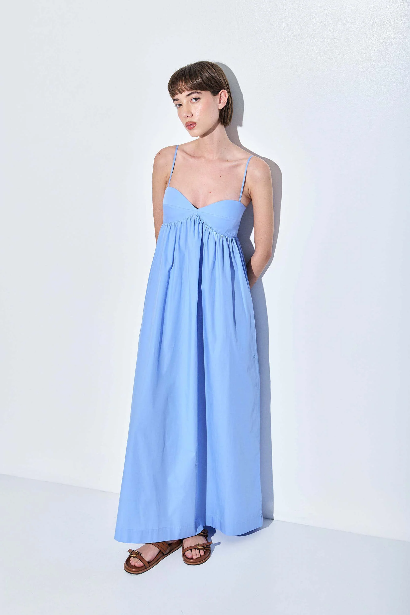 Cup Detail Poplin Maxi Dress - Image 2