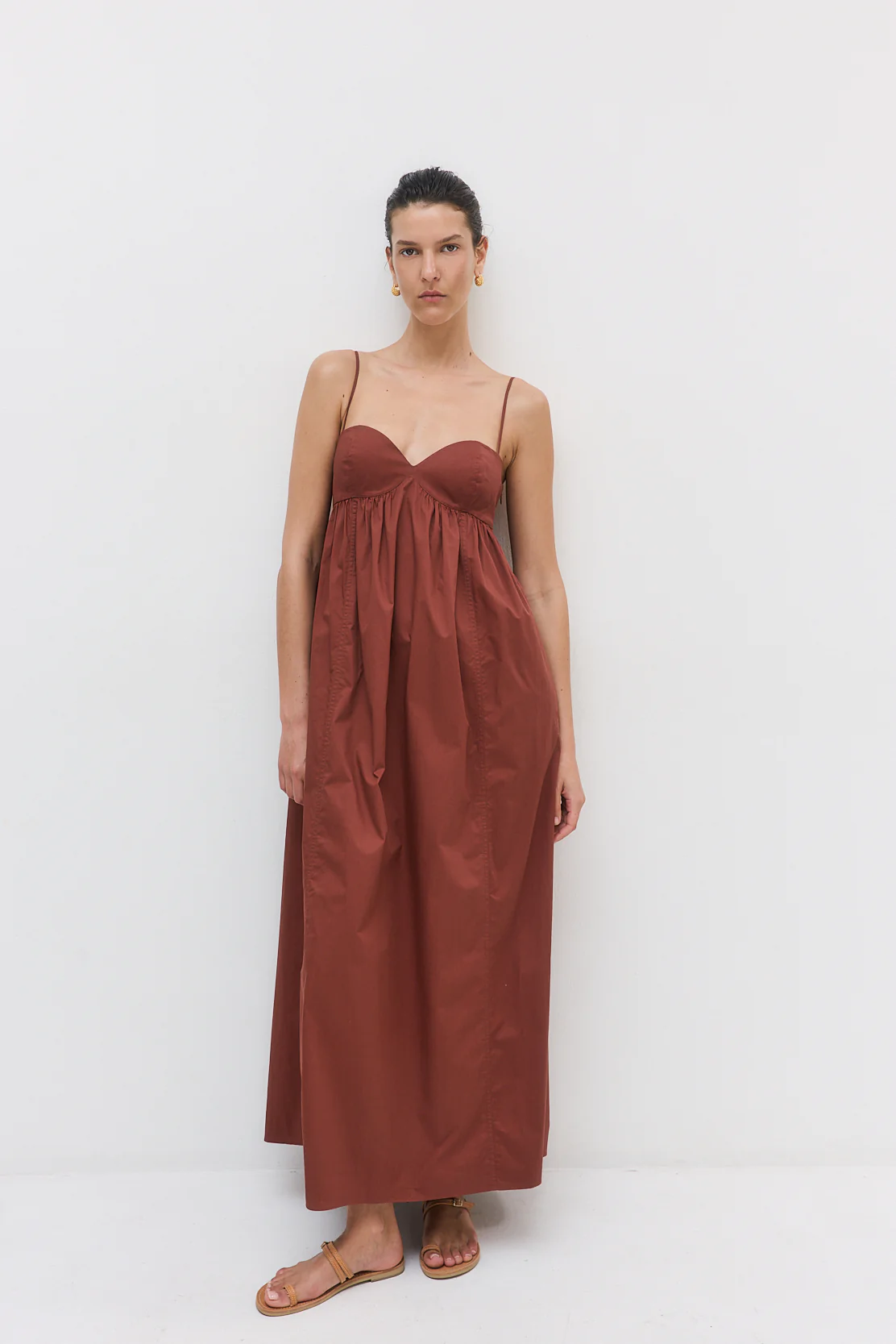 Cupped Poplin Maxi Dress - Image 3