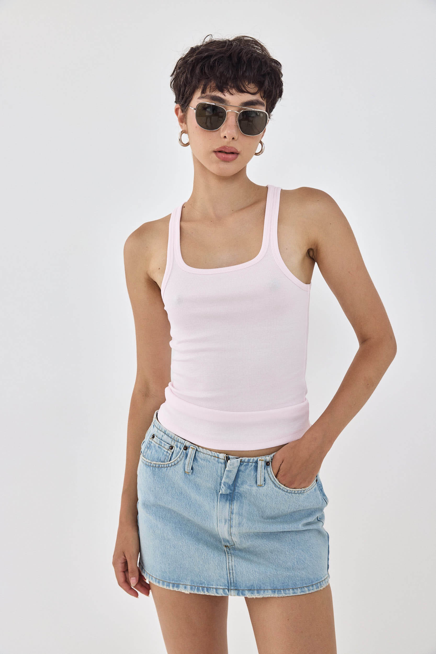 Deep Scoop Thin Straps Tank Top