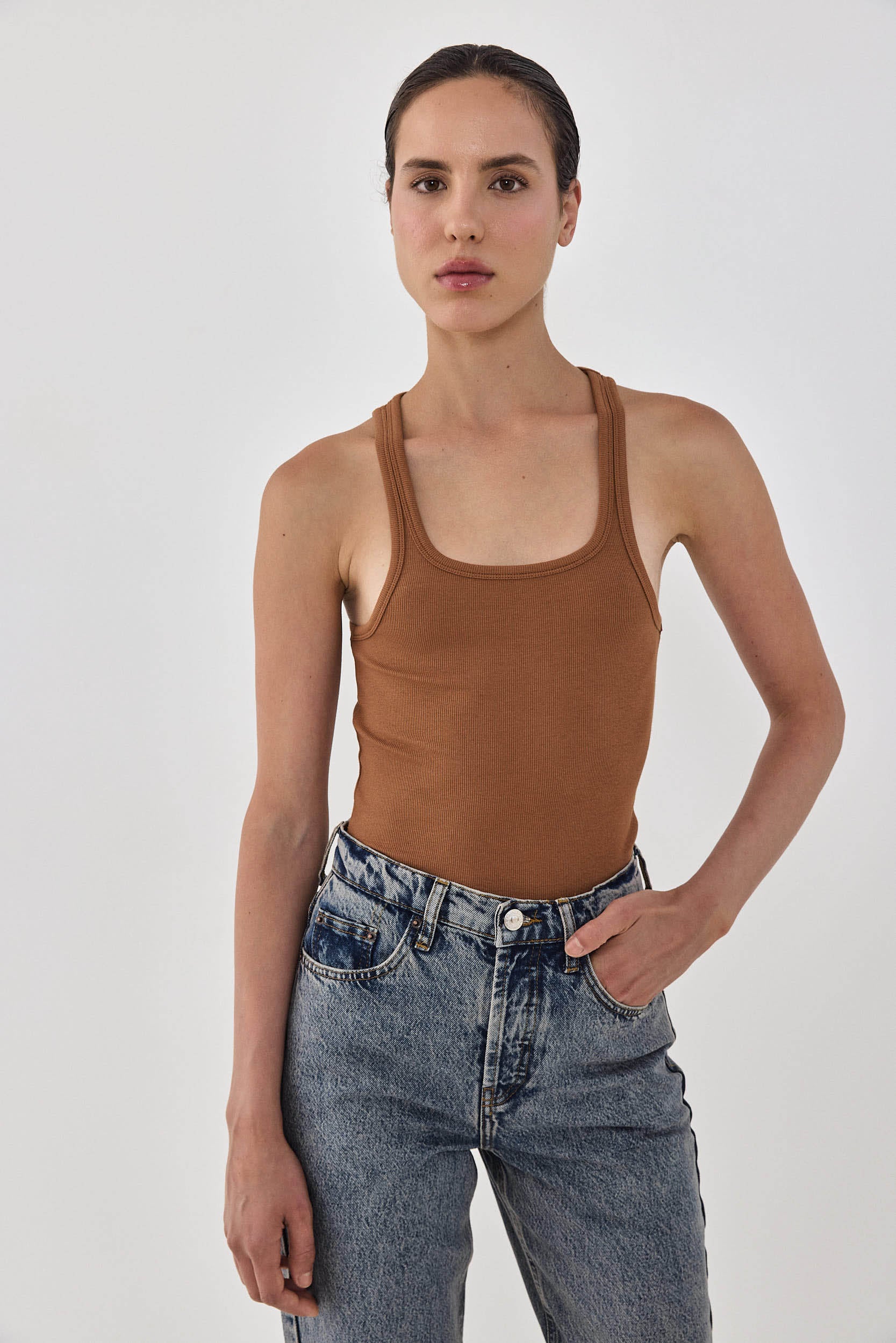 Deep Scoop Thin Straps Tank Top