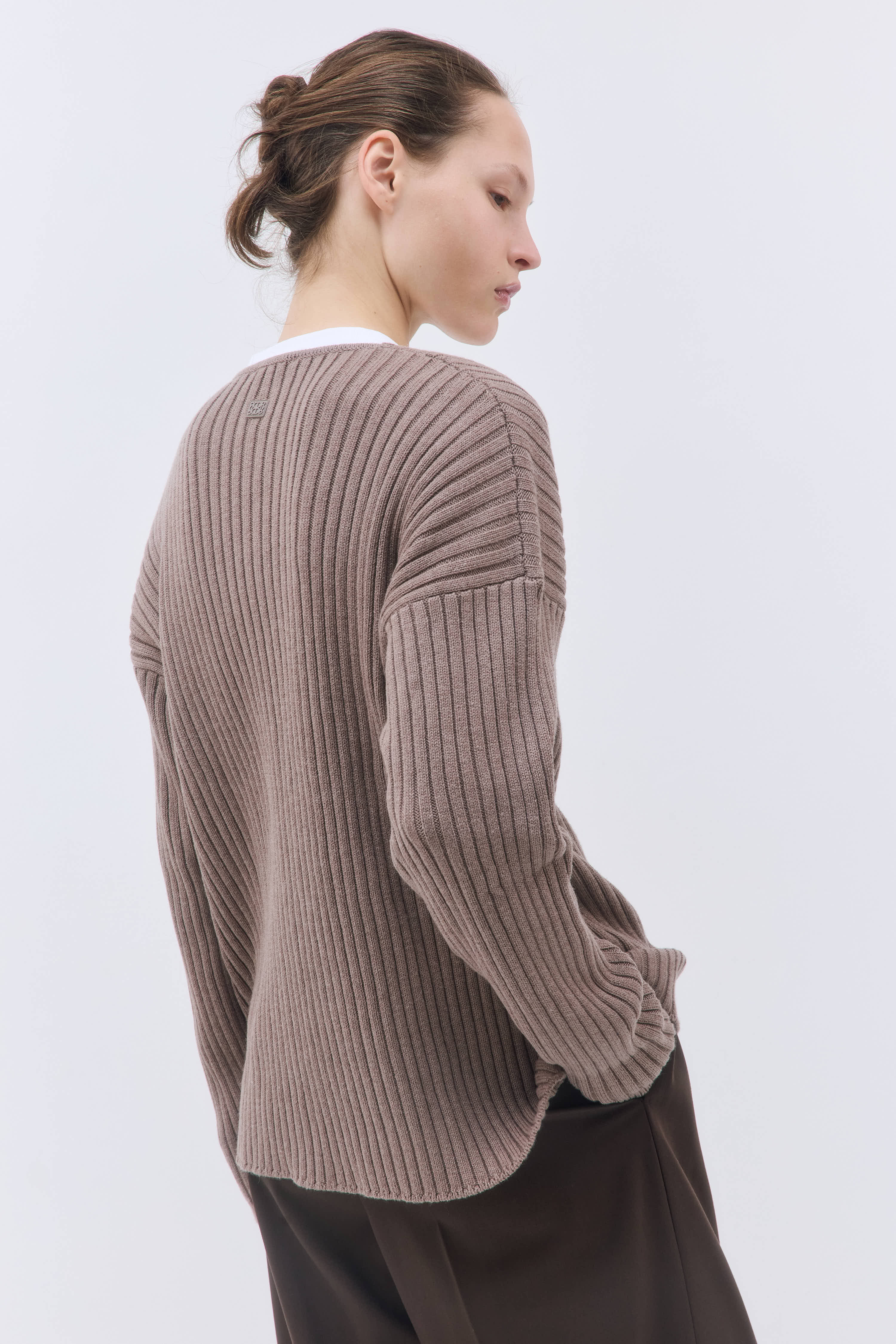 Deep V Neck Ribbed Sweater - Image 5