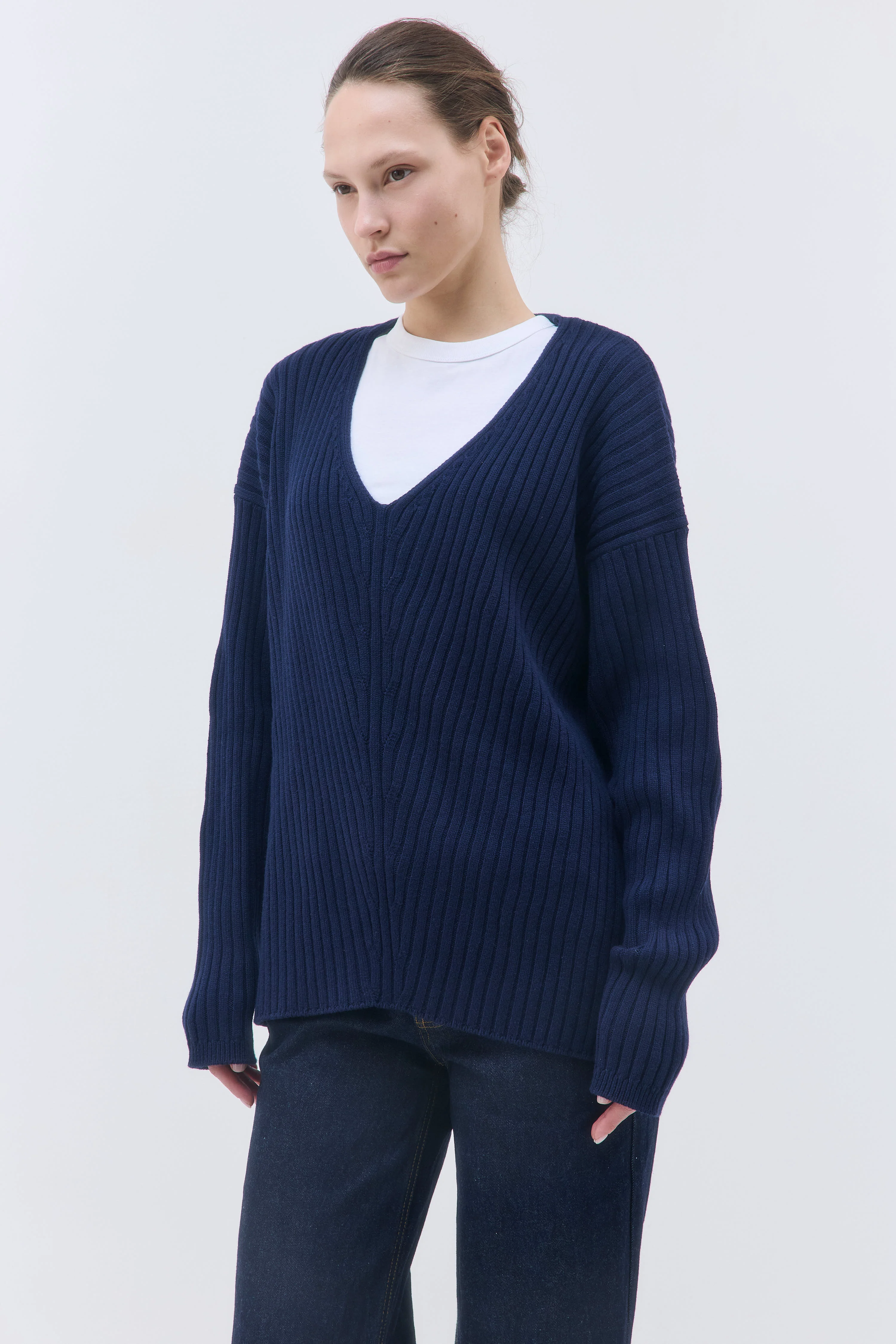 Deep V Neck Ribbed Sweater - Image 4