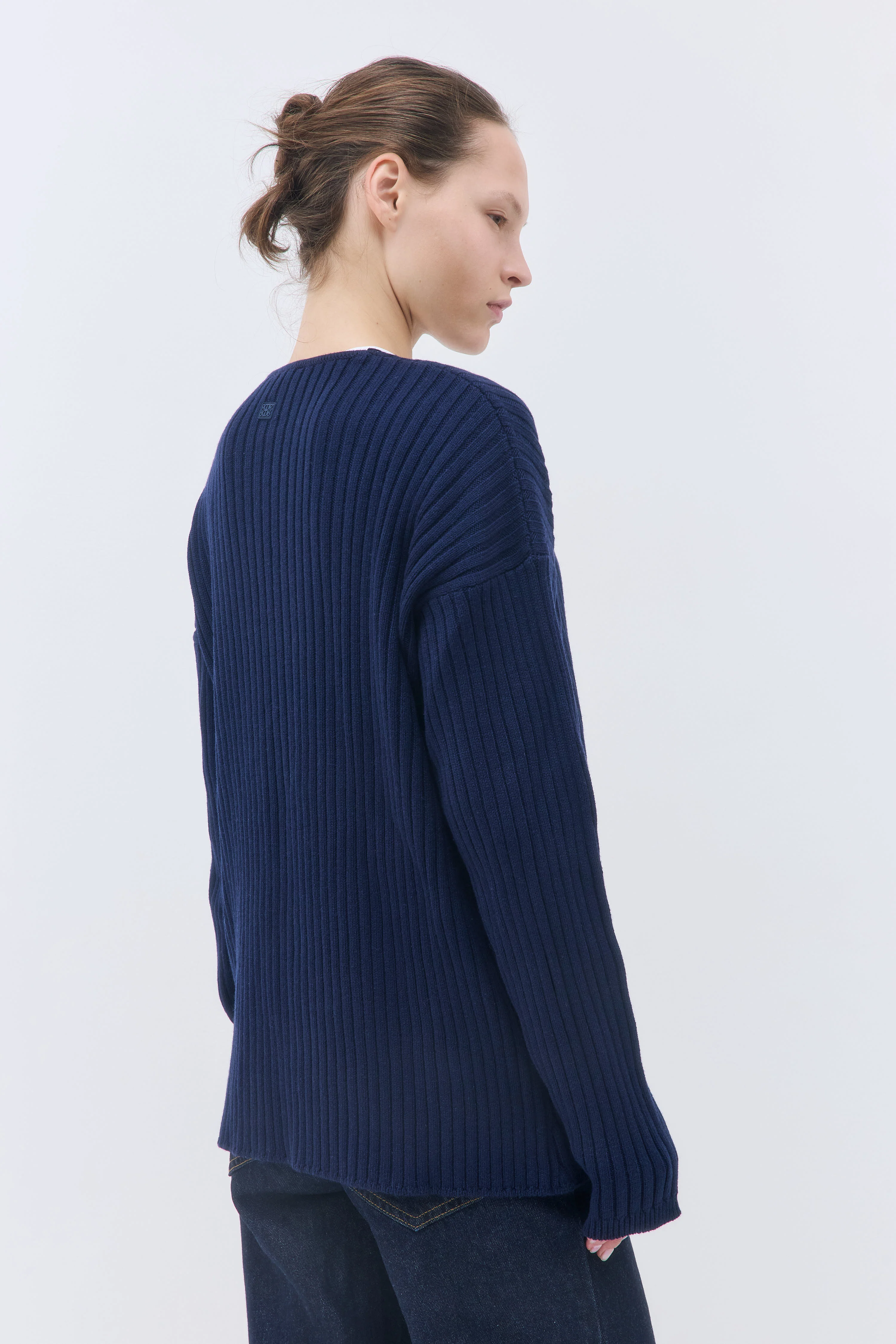 Deep V Neck Ribbed Sweater - Image 5