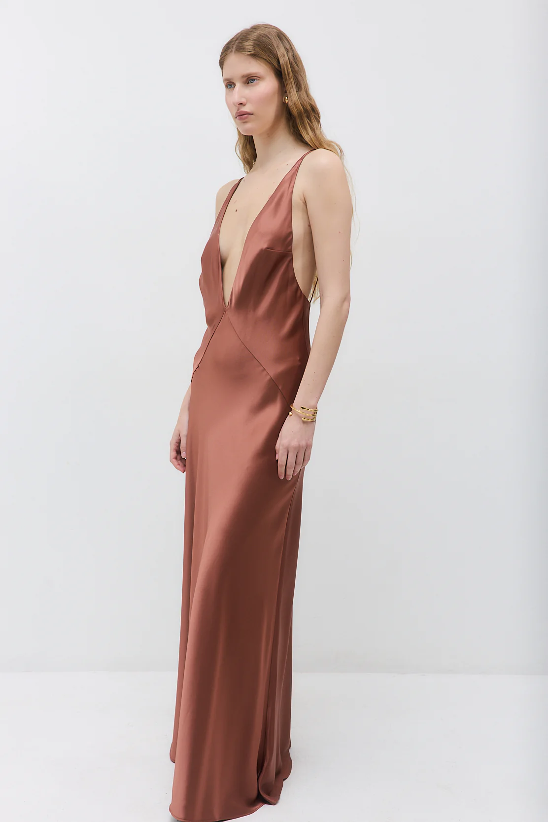 Deep V Satin Maxi Dress - Image 5