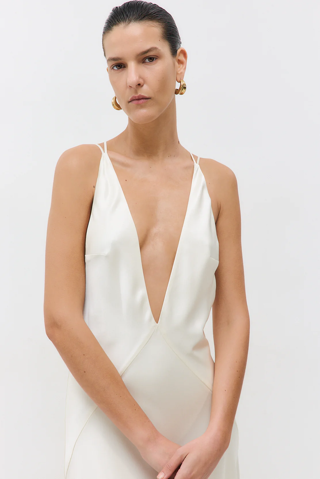 Deep V Satin Maxi Dress - Image 2