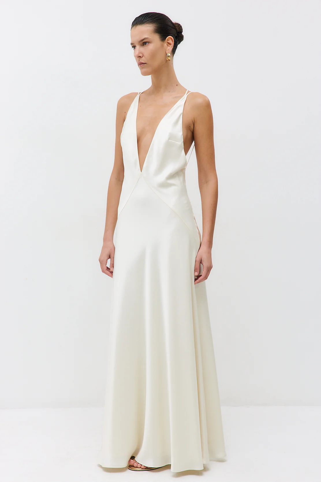 Deep V Satin Maxi Dress - Image 4
