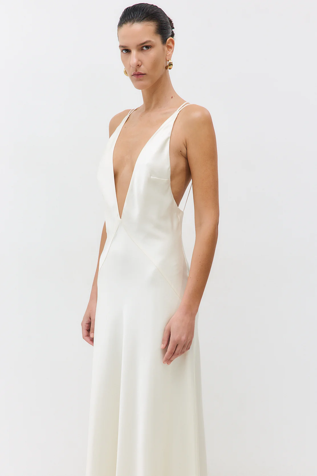 Deep V Satin Maxi Dress - Image 7